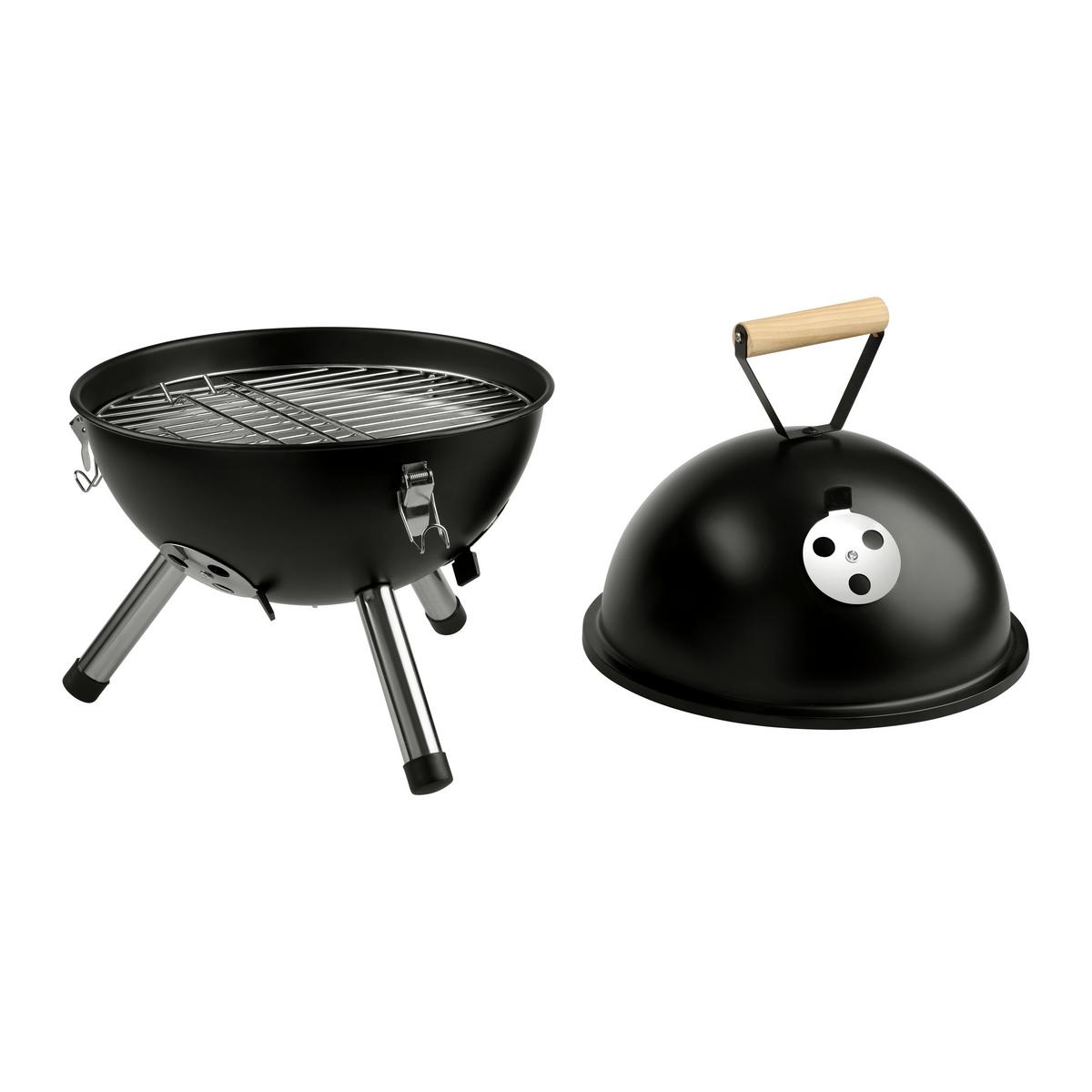 Kugelgrill Mini-Me Schwarz - Schwarz, KONVENTIONELL, Holz/Kunststoff (32/44/32cm) - Mömax