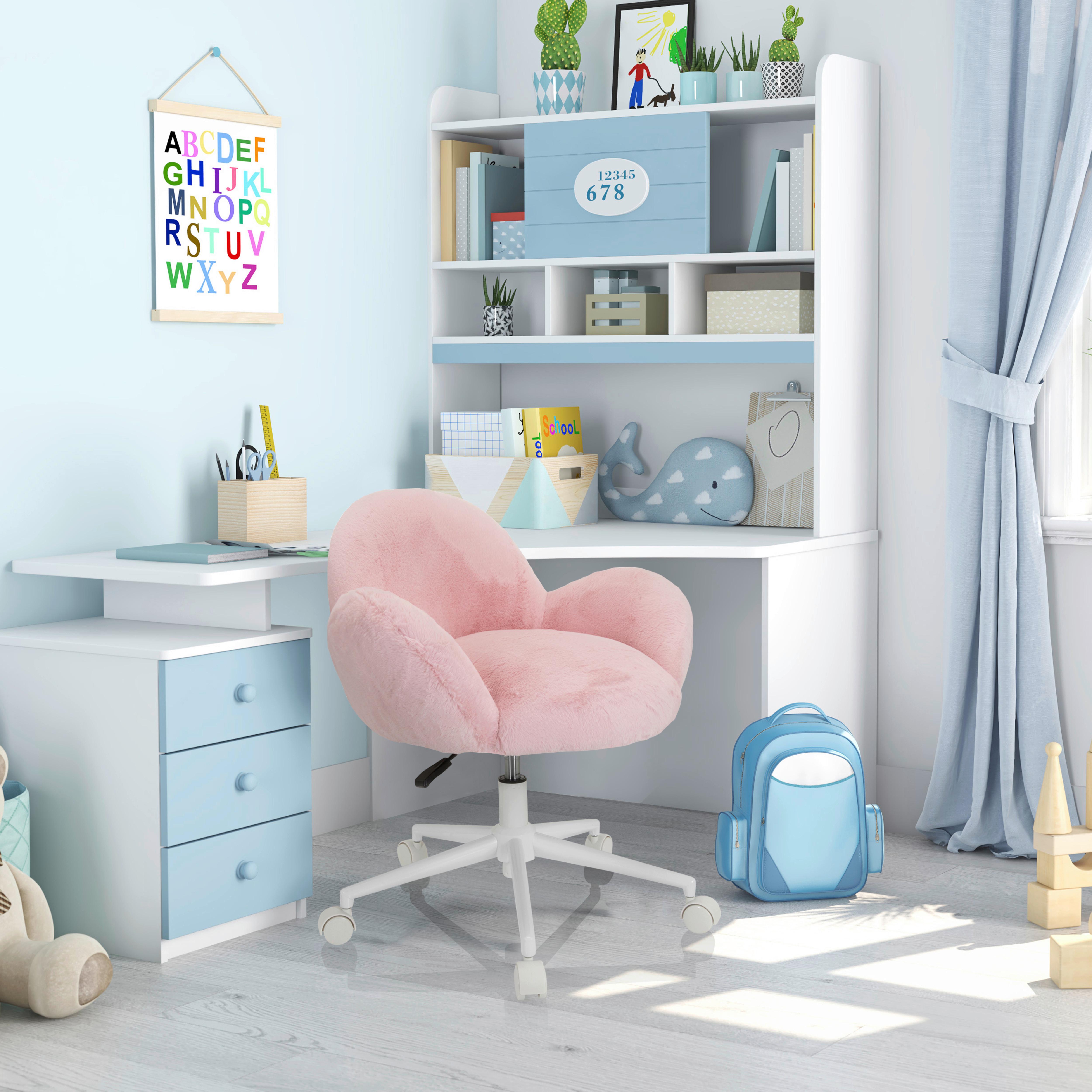 Jugenddrehstuhl Kiddy Teddy ca.65x79x64cm Teddystoff Rosa - Rosa/Weiß, MODERN, Kunststoff/Textil (65/79/64cm) - MID.YOU