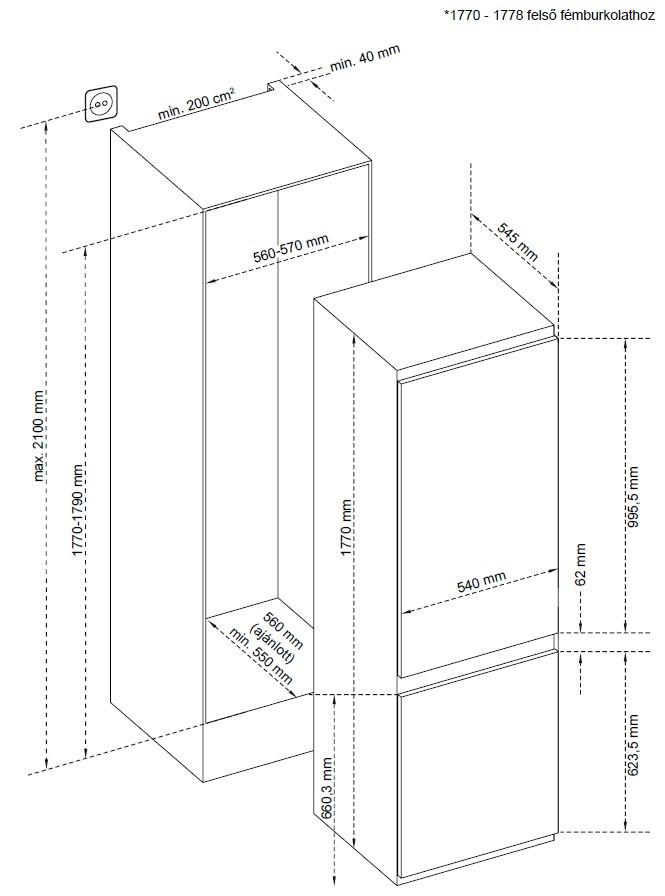 Beépíthető Hűtőszekrény Evido Igloo 332w Rfb332w.3 - fehér, Modern (54/177/54,5cm)