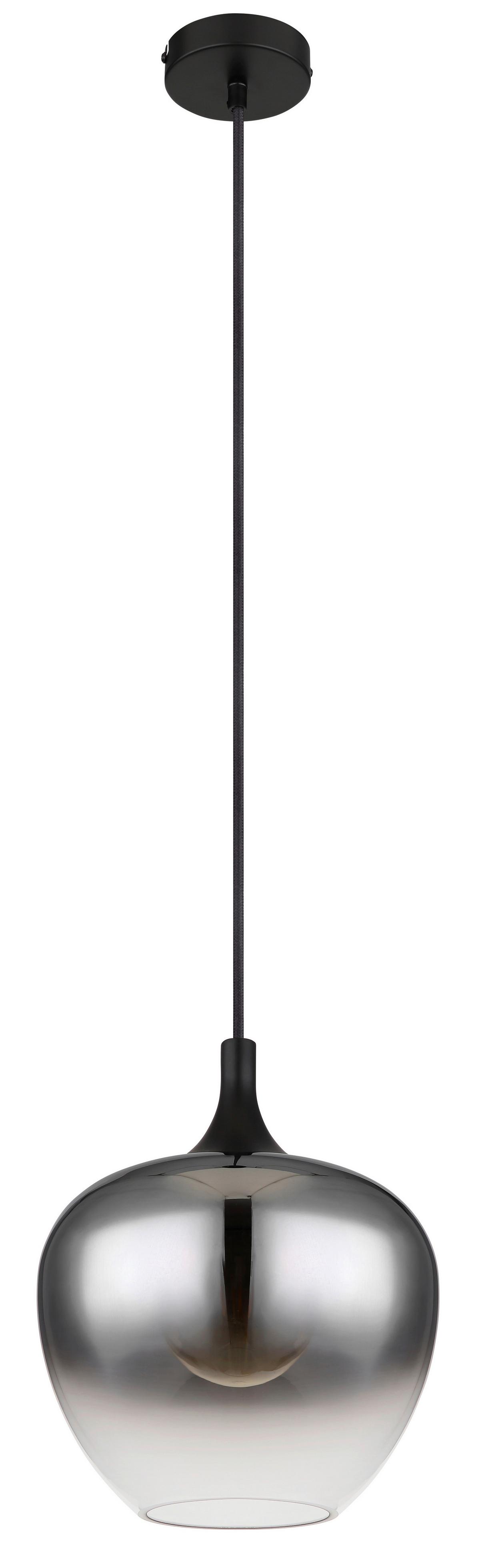 Hängeleuchte Maxy in Rauchfarben max. 40 W - Schwarz, Glas/Metall (24/120cm) - Globo