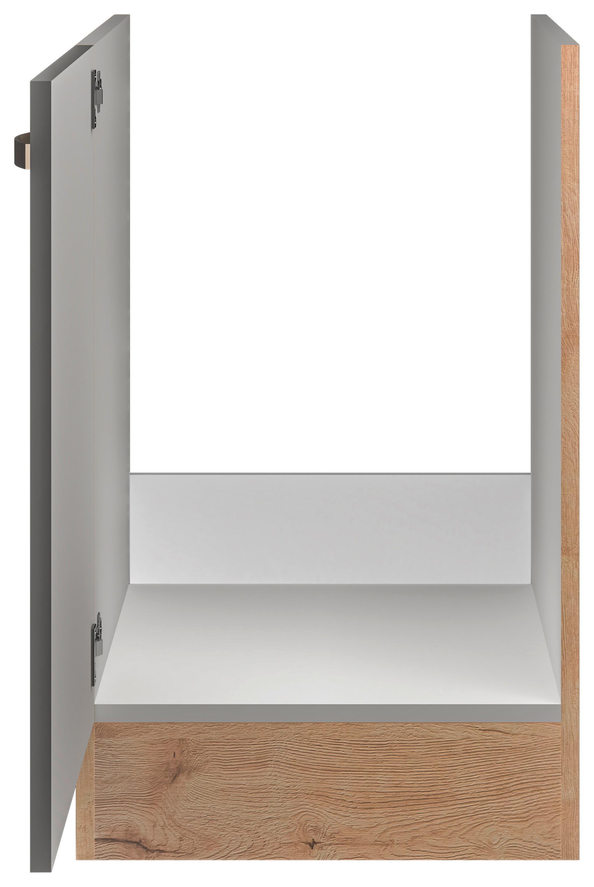 Küchenunterschrank Shadow ca. 50x82x57 cm Grau/Eiche - Edelstahlfarben/Dunkelgrau, MODERN, Holzwerkstoff/Metall (50/82/57cm) - FlexWell