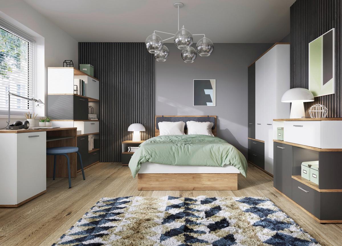 Zidna Polica Twenty - boje grafita/boje hrasta, Moderno, drvni materijal (130/25/22cm) - Modern Living