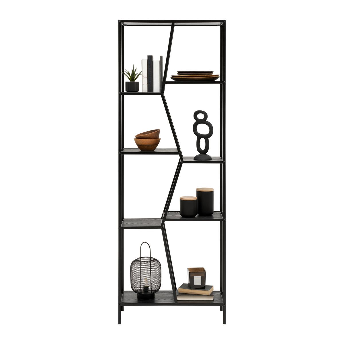 Regal Amana - črna, Moderno, kovina/leseni material (60/170/26cm) - Mömax