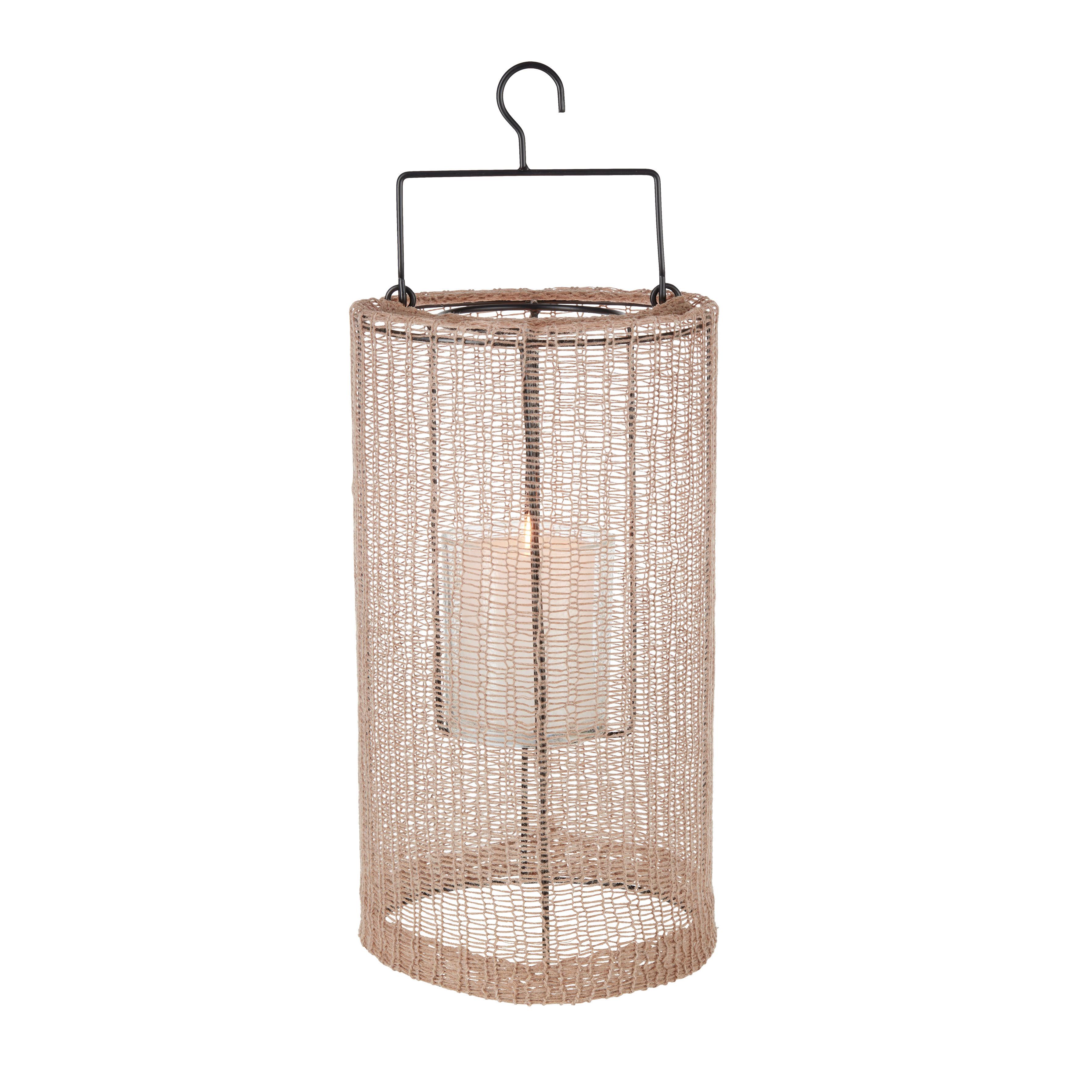 Laterne Talea in Braun Ø ca. 18cm - Braun, Basics, Glas/Textil (18/33cm) - Modern Living