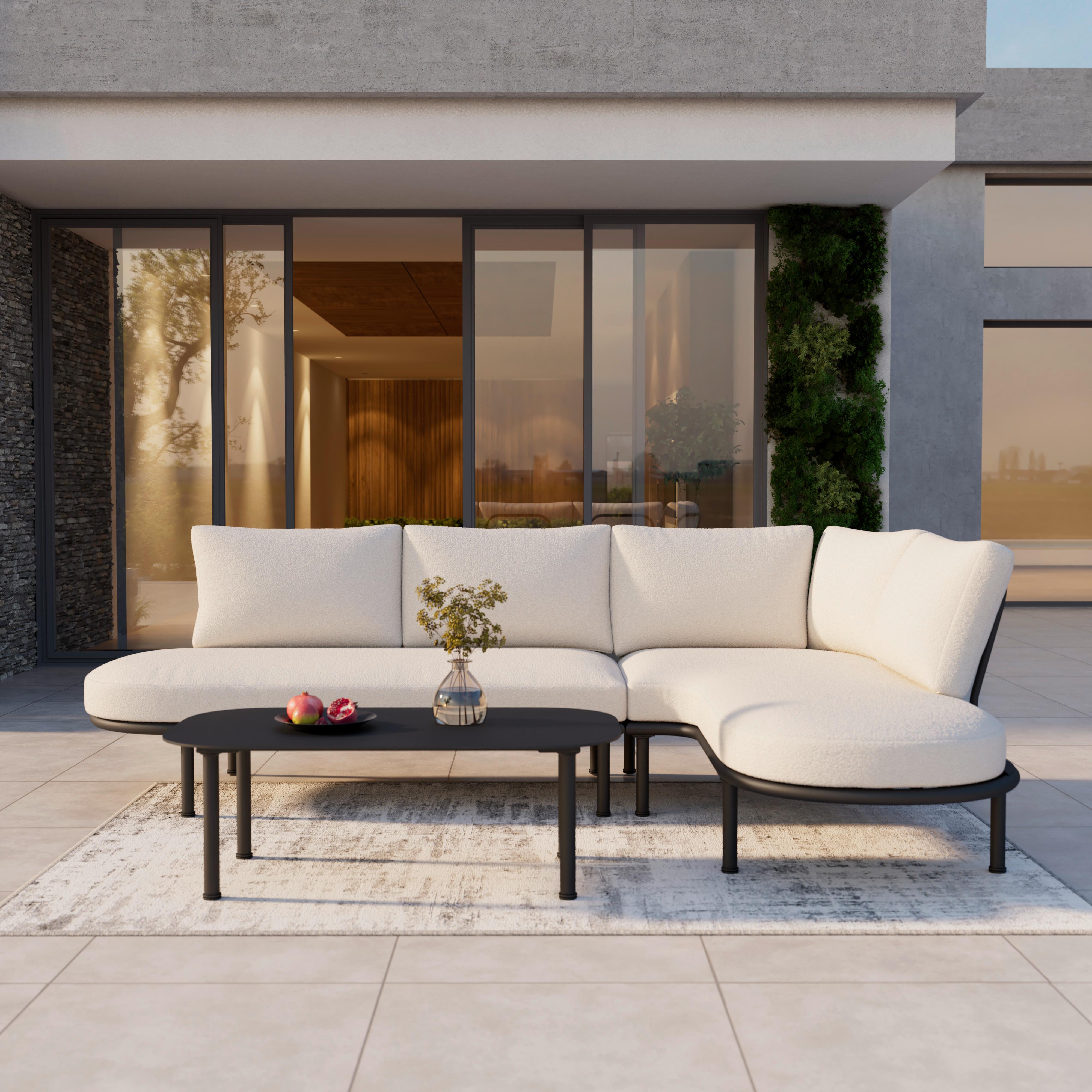 Lounge Garnitura Charlotta, Krem, Črna, 3-Delno - črna/krem barve, Moderno, kovina/tekstil (242,5/78/75,5cm) - Bessagi Garden