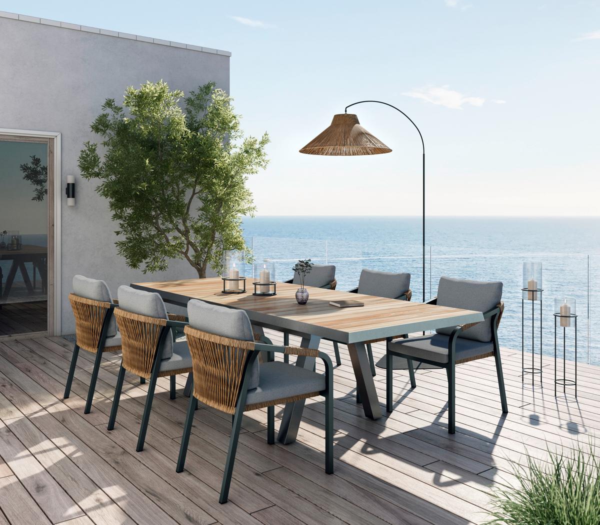 FOTEL SZTAPLOWANY TINO -EXKLUSIV- - antracytowy/kolor naturalny, Modern, tworzywo sztuczne/metal (56/77/64cm) - Ambia Garden