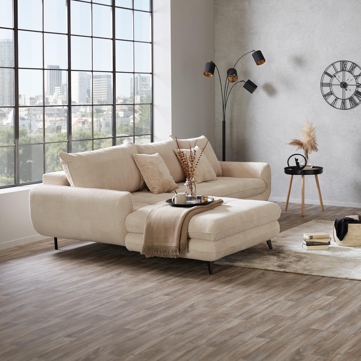 Canapea modulara WAVE - bej/crem, Modern, textil (189/266cm) - Modern Living