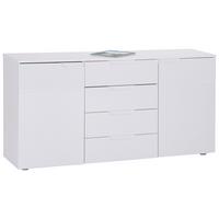 Comodă HILTON - alb/alb lucios intens, Modern, material pe bază de lemn (160/81,4/40cm) - Modern Living