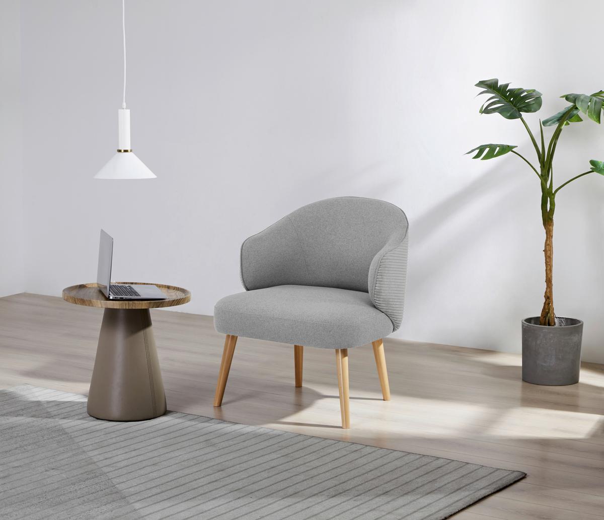 Fotelja Como - prirodne boje/svijetlo siva, Moderno, drvo/tekstil (70/81/69cm) - Mömax