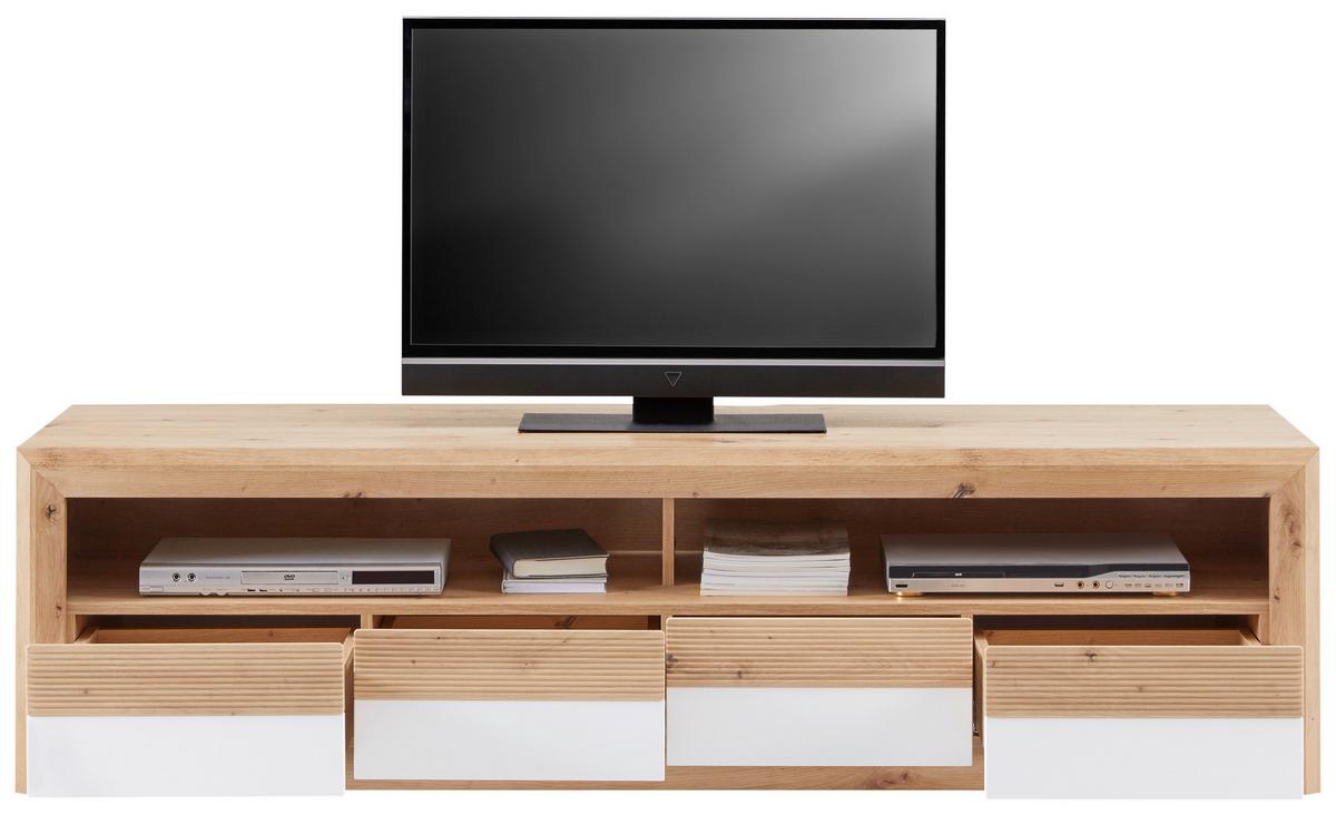 Tv-element Kashmir New, Barva Hrasta, Bela - črna/barve hrasta, Moderno, leseni material (185/50/49cm) - Zandiara