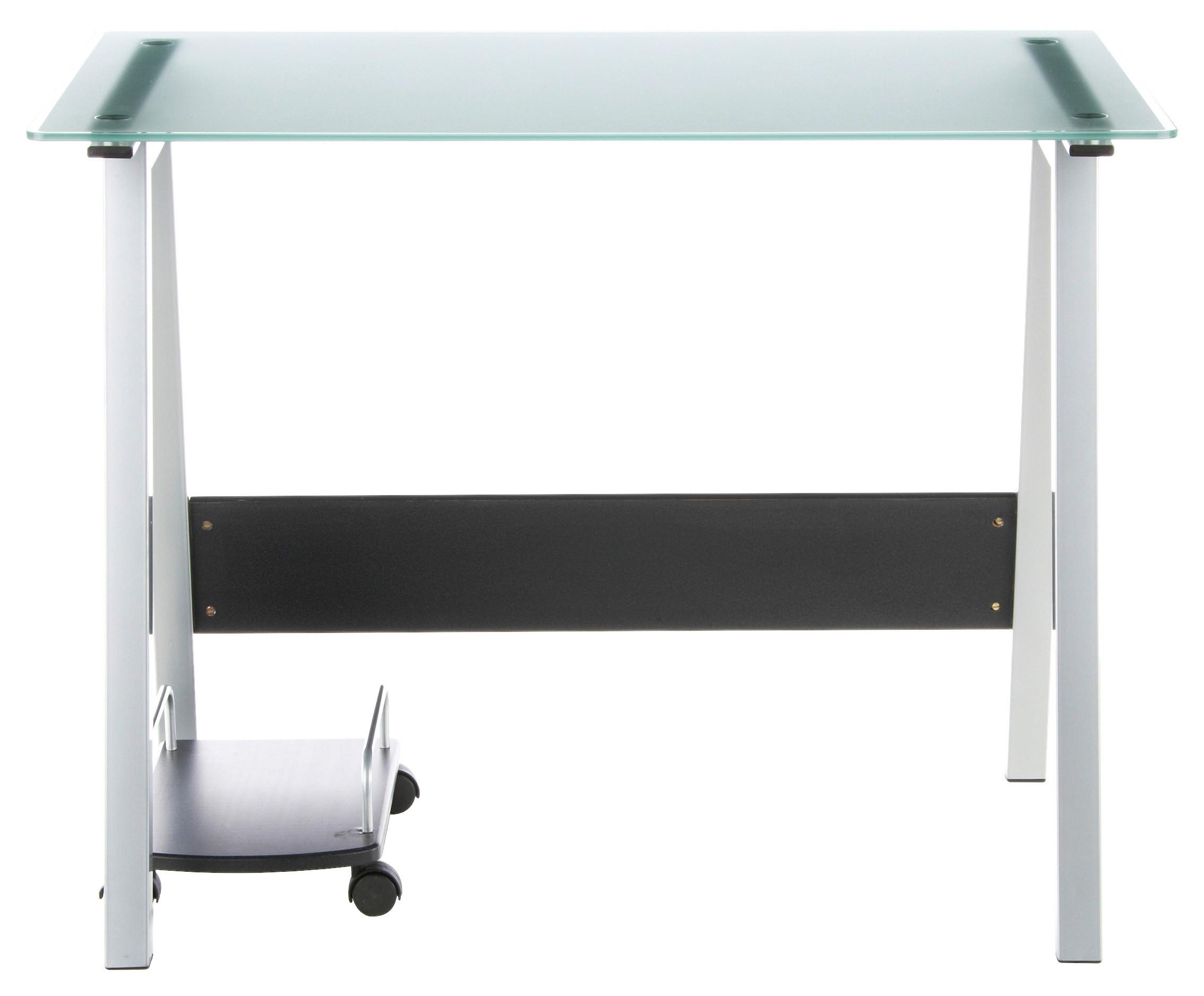 Schreibtisch Delphi Schwarz/Silberfarben/Grün - Pastellgrün/Silberfarben, MODERN, Glas/Metall (100/70/76cm) - MID.YOU