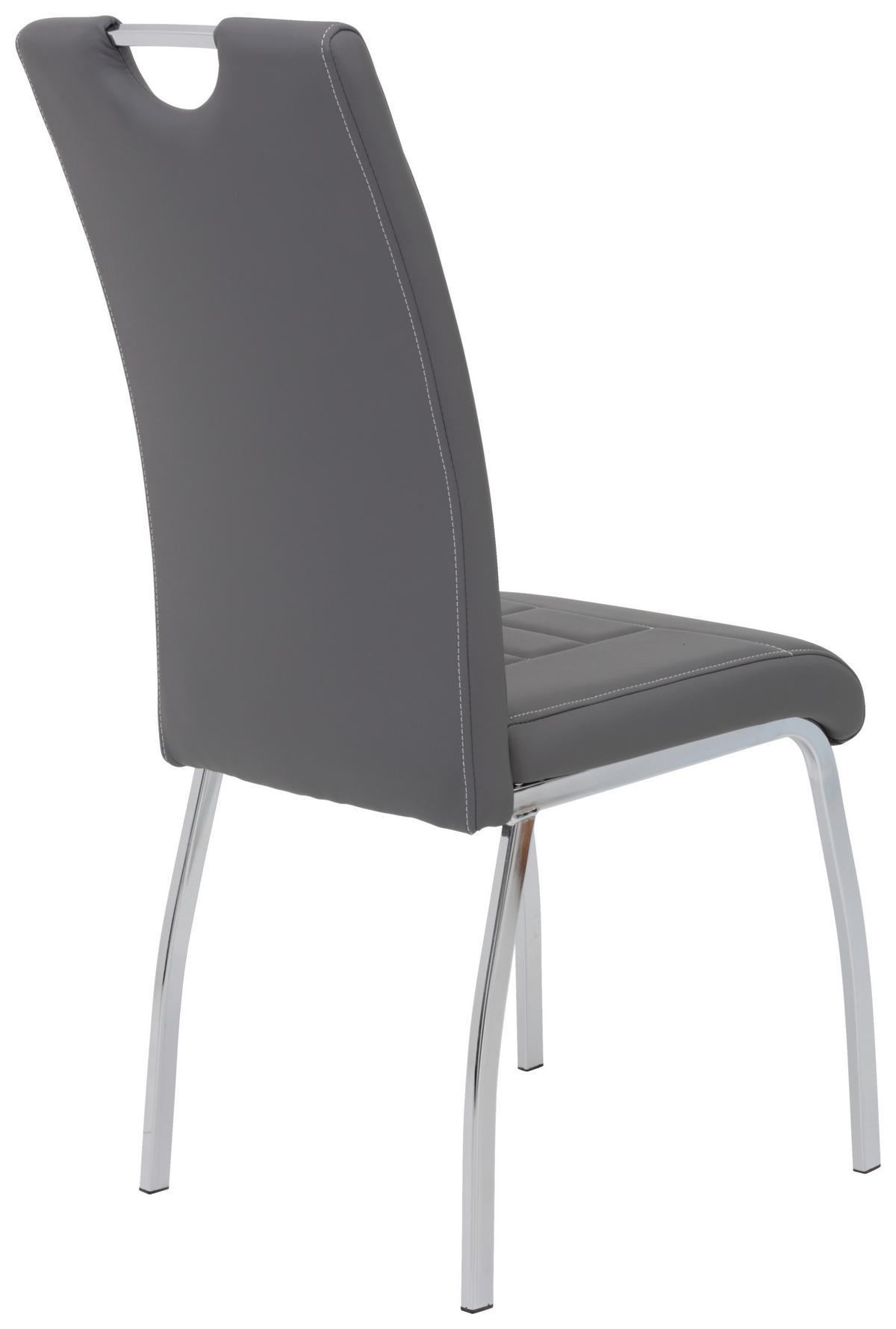 Stuhl-Set Andrea S Grau Lederlook - Chromfarben/Weiß, MODERN, Textil/Metall (43/100/64cm) - MID.YOU