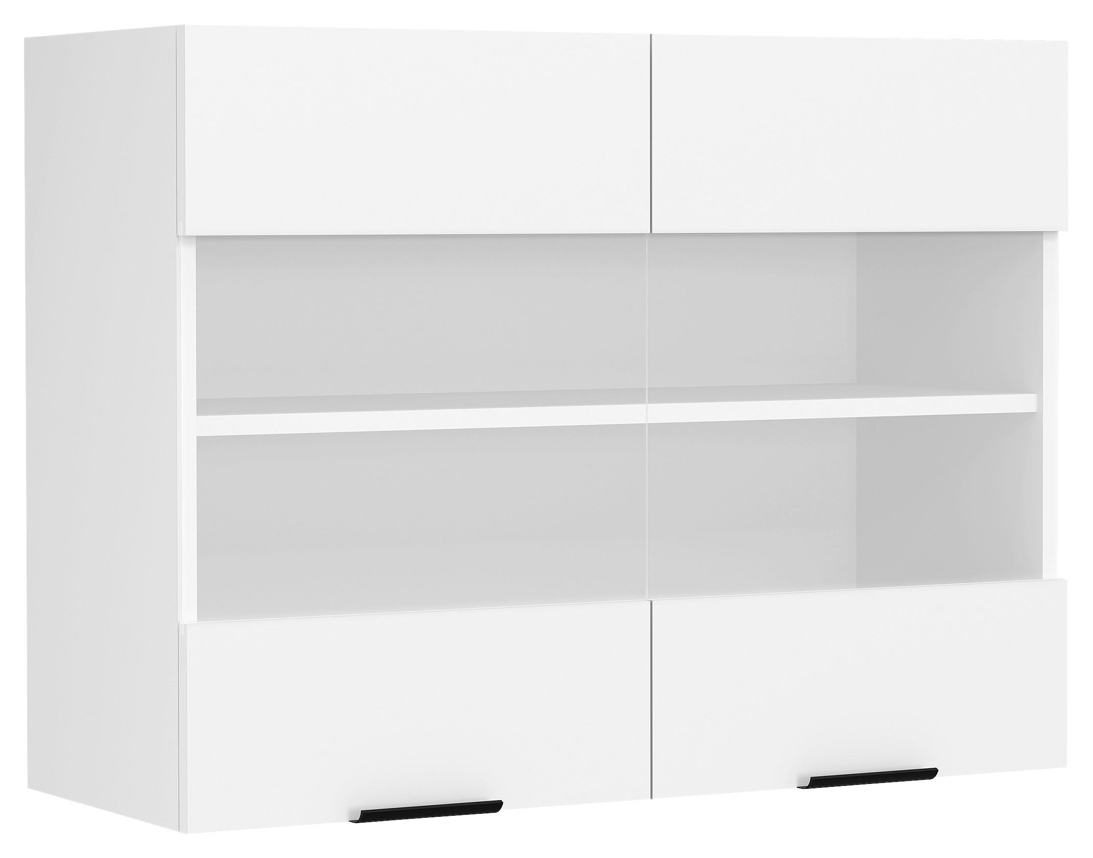 Kuhinjska Zgornja Omarica Fasola, Bela, Š 80cm - črna/bela, Trend, umetna masa/steklo (80/60/31cm) - MID.YOU