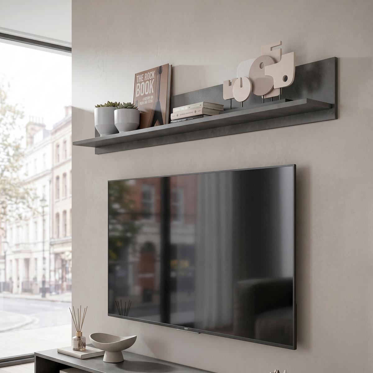 Poliță De Perete Jam - antracit/culoare natur, Design, material pe bază de lemn (140/20/15cm) - Modern Living