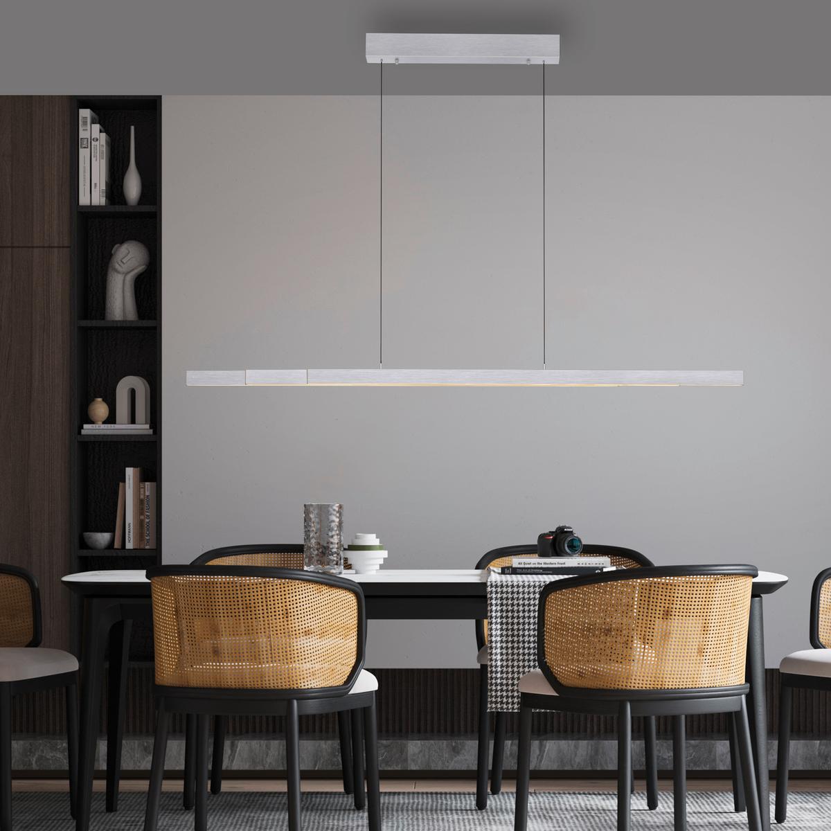 LAMPA WISZĄCA LED 2598-95 ADRIANA - kolor aluminiowy, Design, tworzywo sztuczne/metal (179/55/150cm) - Paul Neuhaus