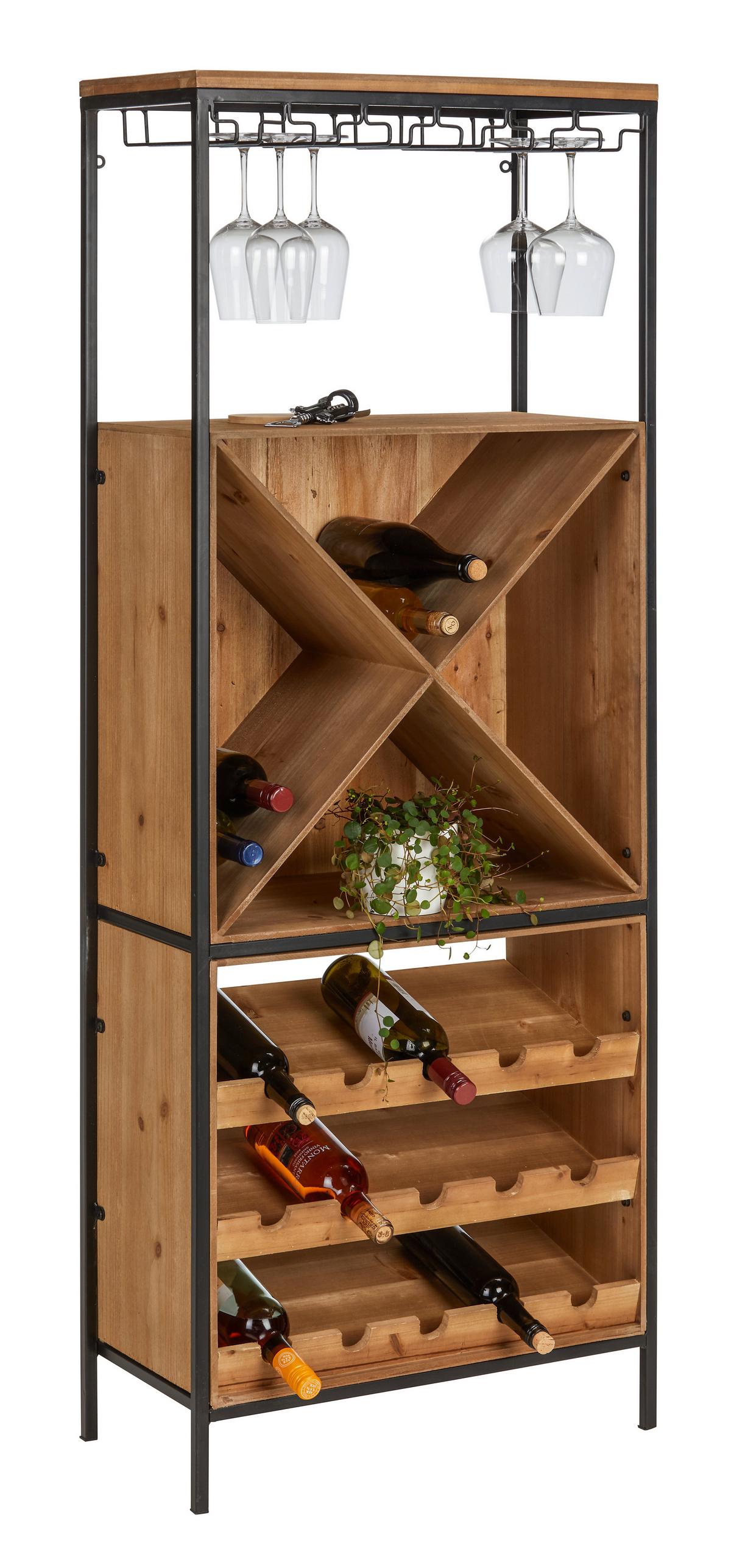 Barelement aus Tanne Massiv - Hellbraun/Schwarz, LIFESTYLE, Holz/Holzwerkstoff (60/30/160cm) - Premium Living