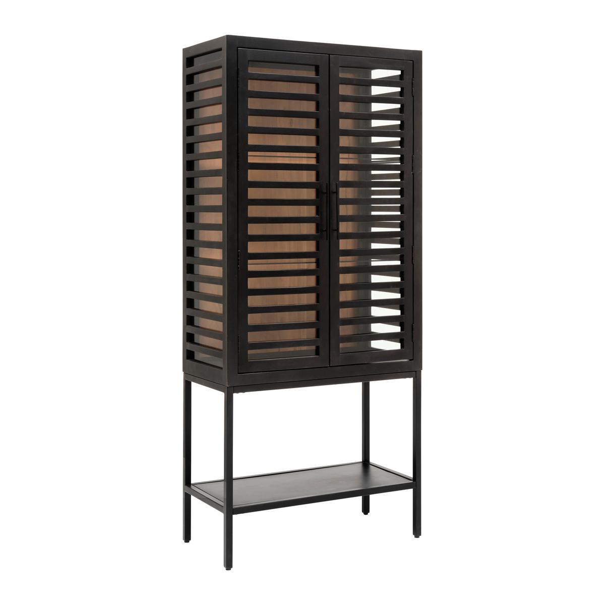 Glasvitrine Showcase in Schwarz aus Akazienholz - Schwarz, Modern, Glas/Holz (80/180/43cm) - Premium Living