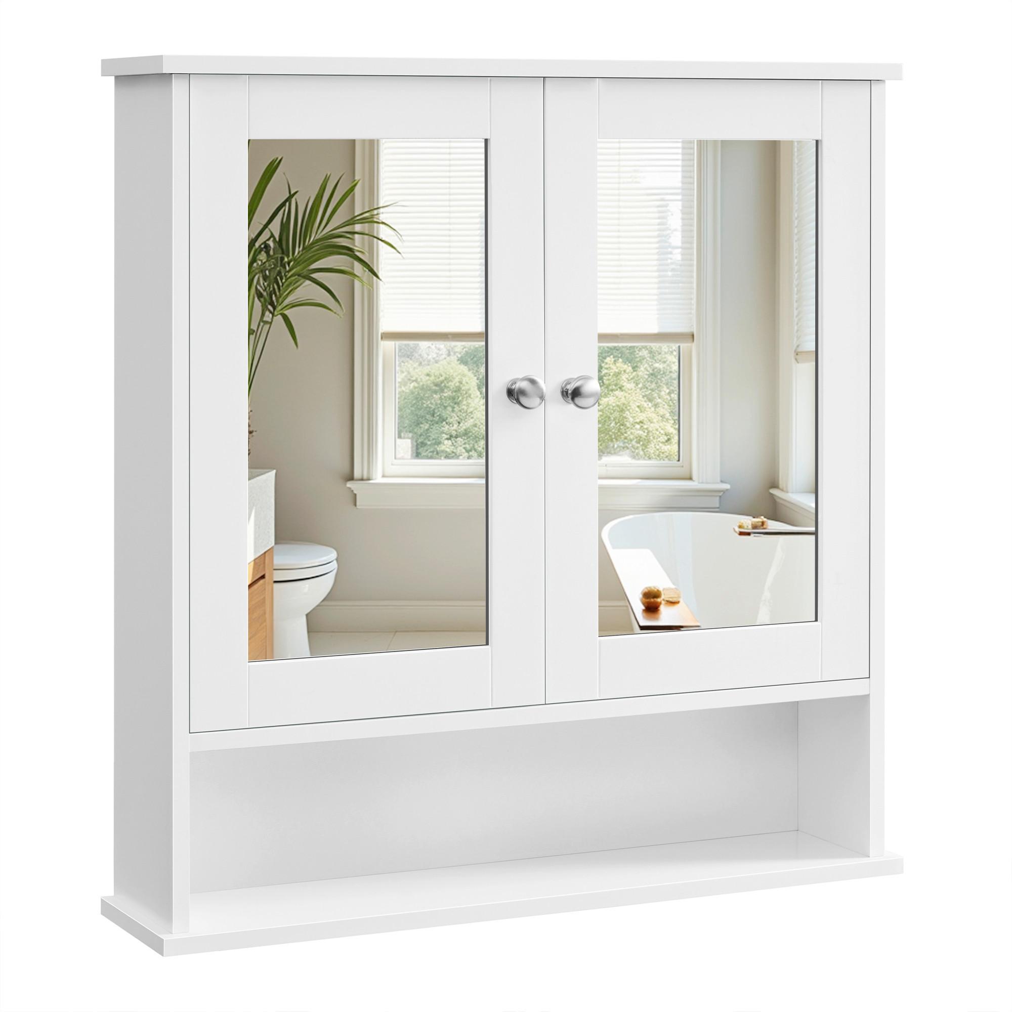 Spiegelschrank in Weiß ca. 56,2x58,5x13 cm - Silberfarben/Weiß, Trend, Glas/Holzwerkstoff (56,2/58,5/13cm) - MID.YOU