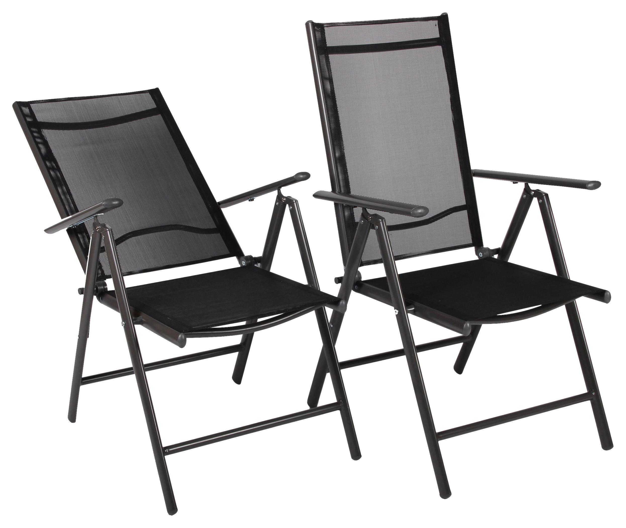 Set Zložljivih Vrtnih Stolov Rona, Antracit, 2 Kos - antracit, Basics, kovina/tekstil (56/105/65cm) - Gardenson