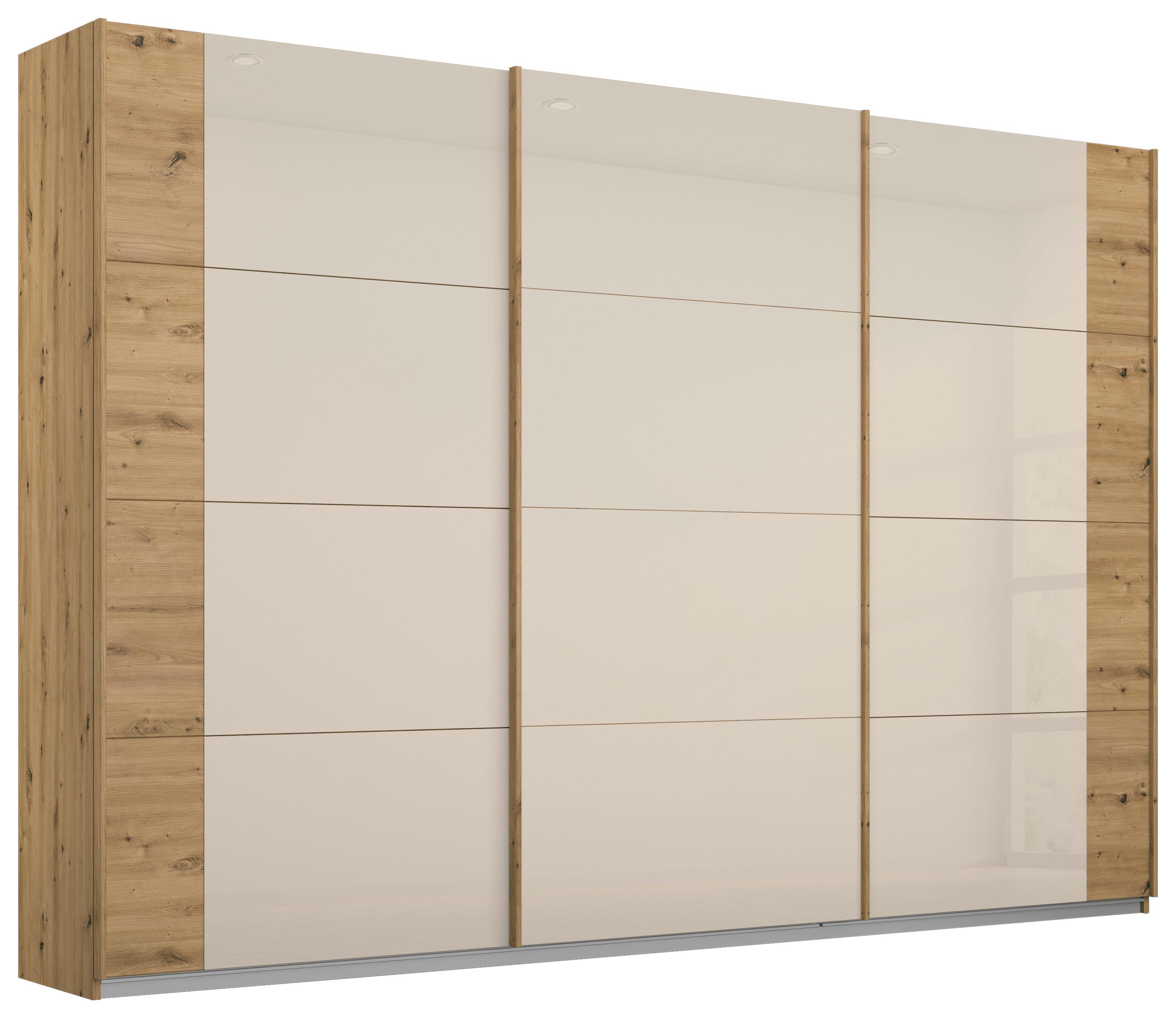 Ormar S Kliznim Vratima Artemis - hrast Artisan/boje šampanjca, Moderno, staklo/drvni materijal (271/210/62cm) - Modern Living