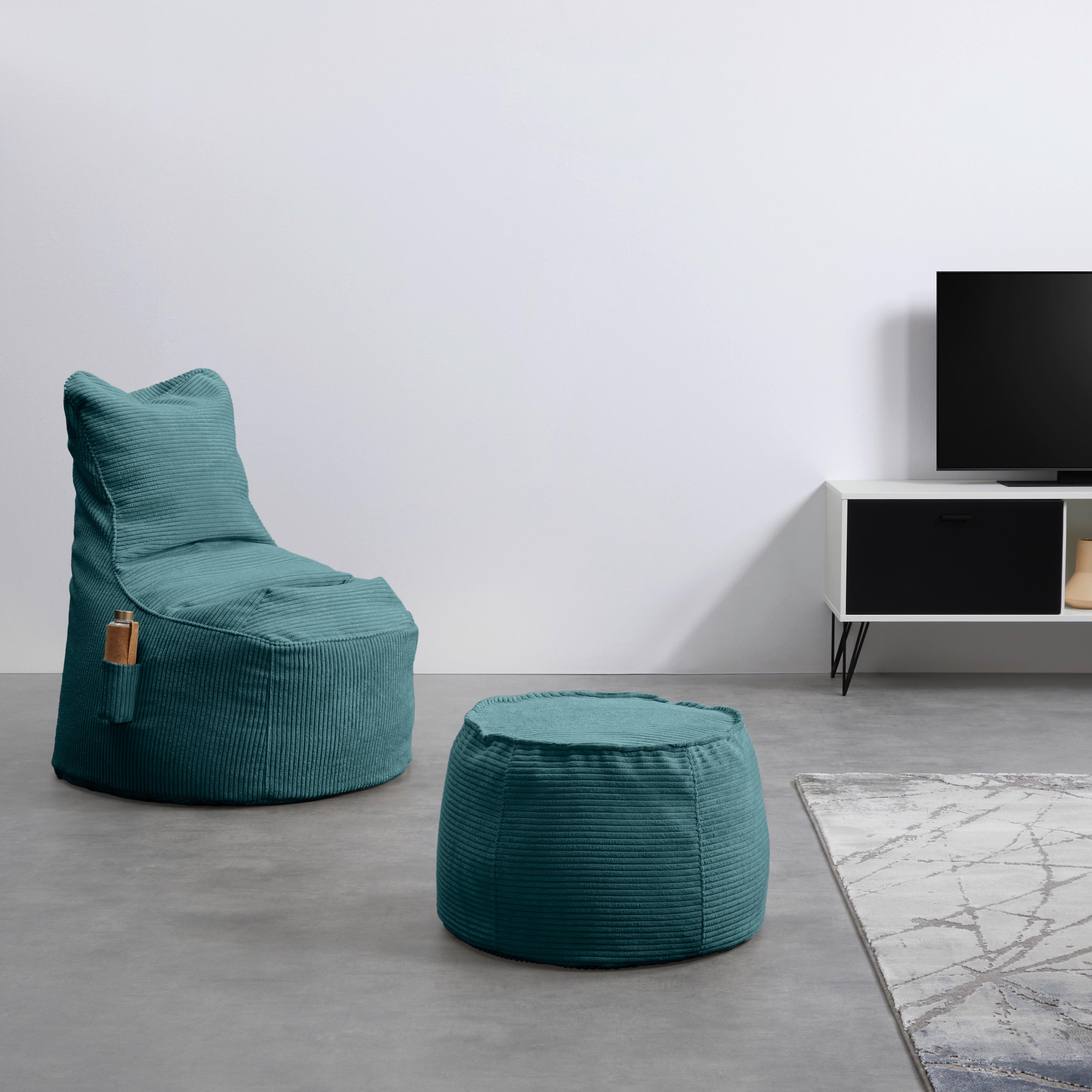 Hocker Lucylla Petrol - Petrol, MODERN, Textil (60/60/38cm) - Mömax