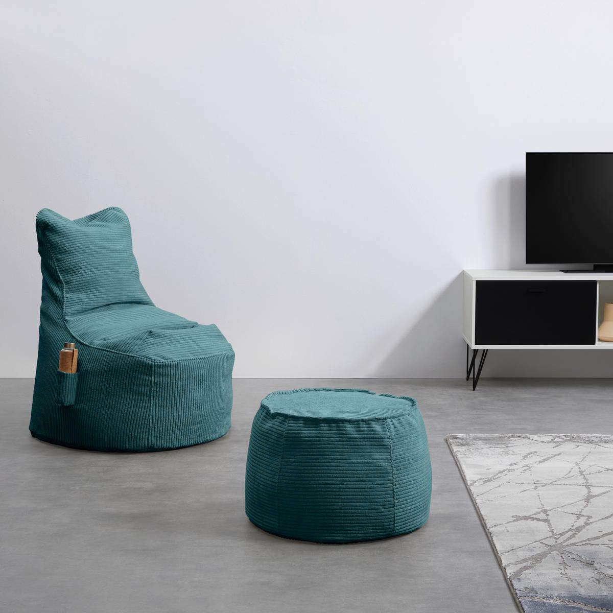 Hocker Lucylla Petrol - Petrol, MODERN, Textil (60/60/38cm) - Mömax