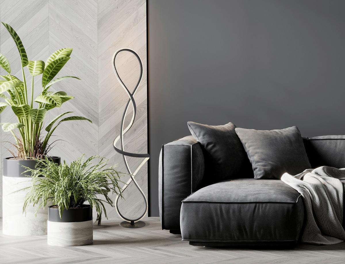 Led Állólámpa 67341ss Swirl - fekete/átlátszó, Design, műanyag/fém (26/20/132,5cm) - Globo