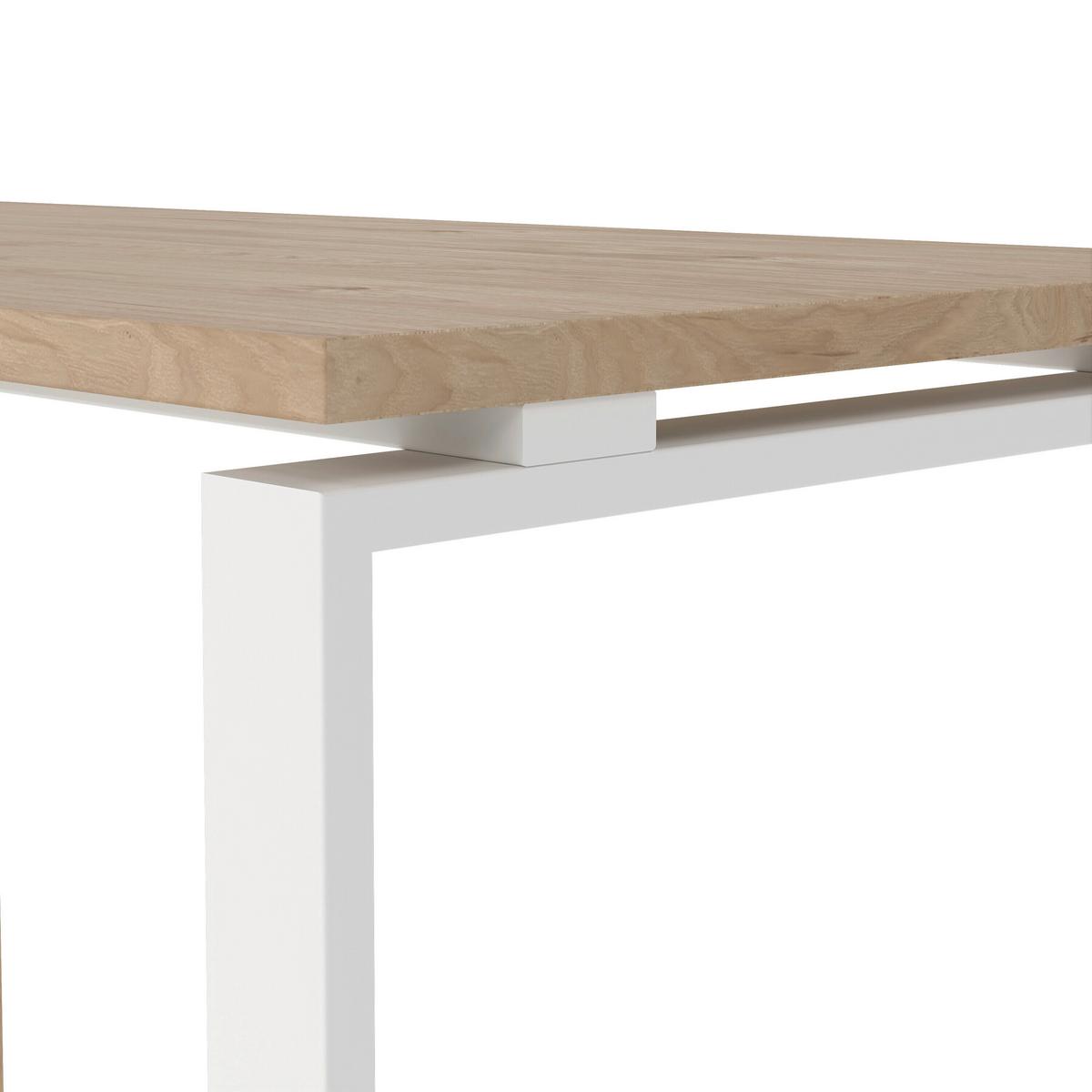 Kotna Pisalna Miza Sign, Bela, Barva Hrasta - barve hrasta/bela, Moderno, kovina/leseni material (150/99,6/75,6cm) - MID.YOU