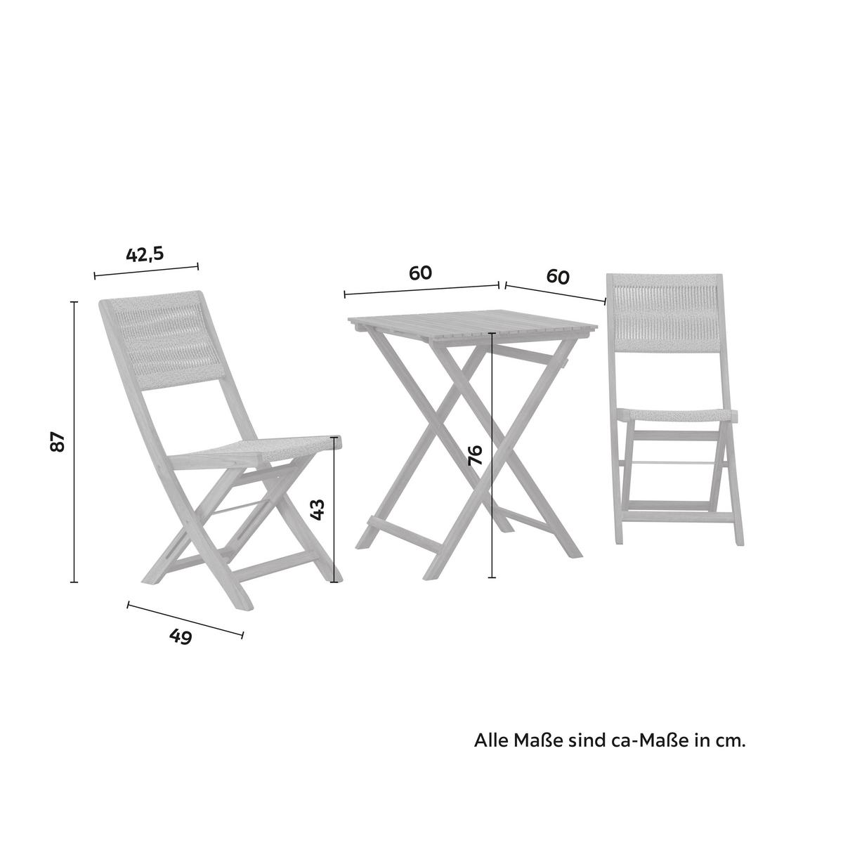 Set Za Balkon Effie, Siva, 3-Delno - barve akacije, Moderno, umetna masa/les (60/76/60cm) - Bessagi Garden