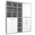 Regalkombination in Grau/platinfarben - Platinfarben/Alufarben, MODERN, Glas/Holzwerkstoff (191,9/216,4/40cm) - PREMIUM LIVING