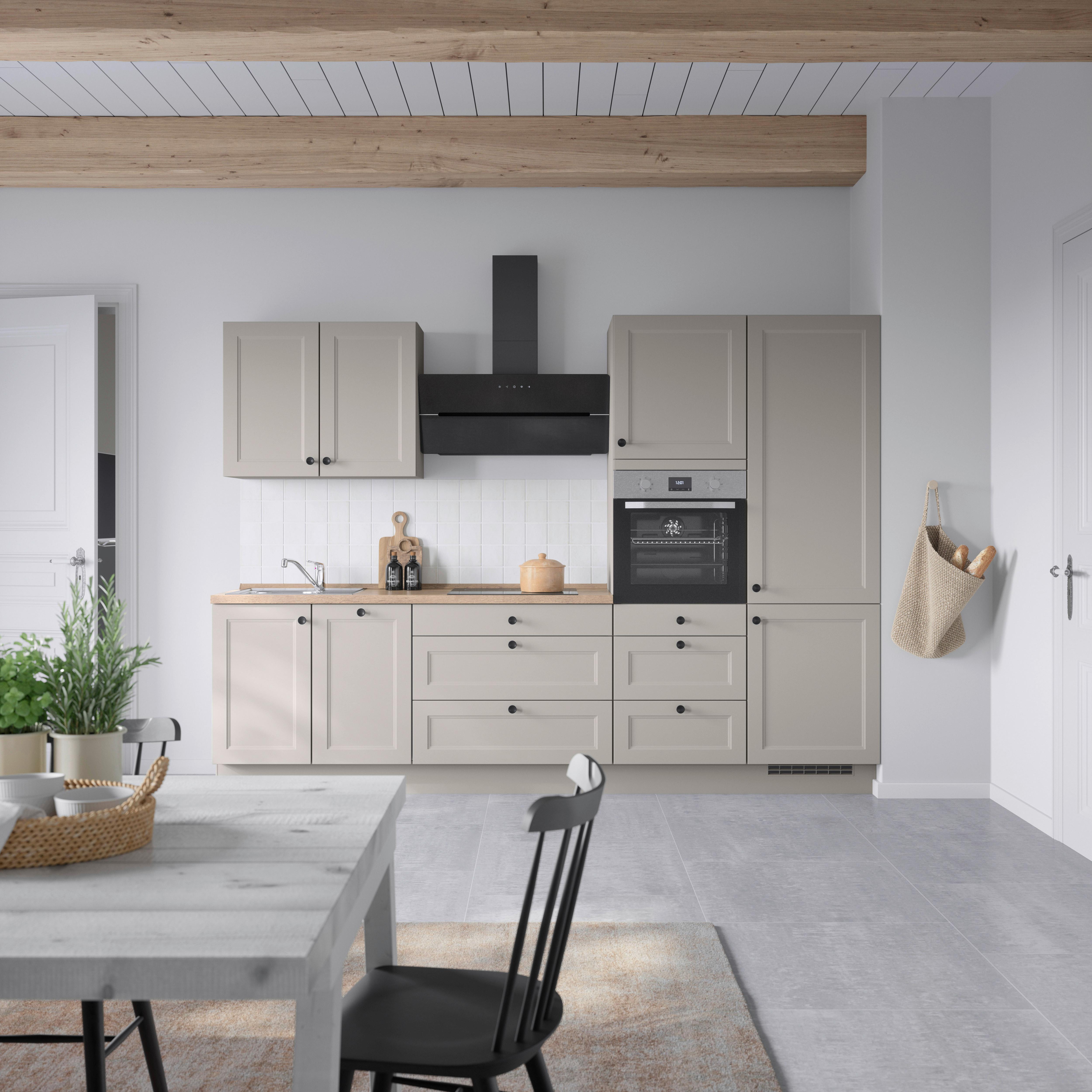 Küchenblock Cascada High m. Geräten Grau - Eiche dunkel/Schwarz, MODERN, Holzwerkstoff/Metall (300cm) - Nobilia