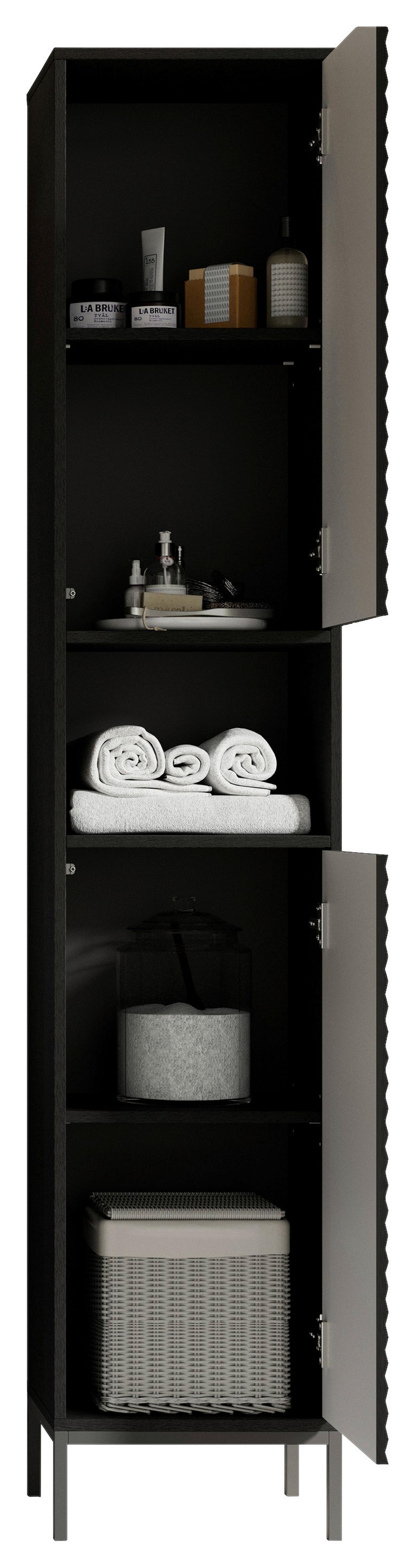 SZAFKA WYSOKA BERLIN - czarny, Modern, materiał drewnopochodny/metal (38/197/32cm) - MID.YOU