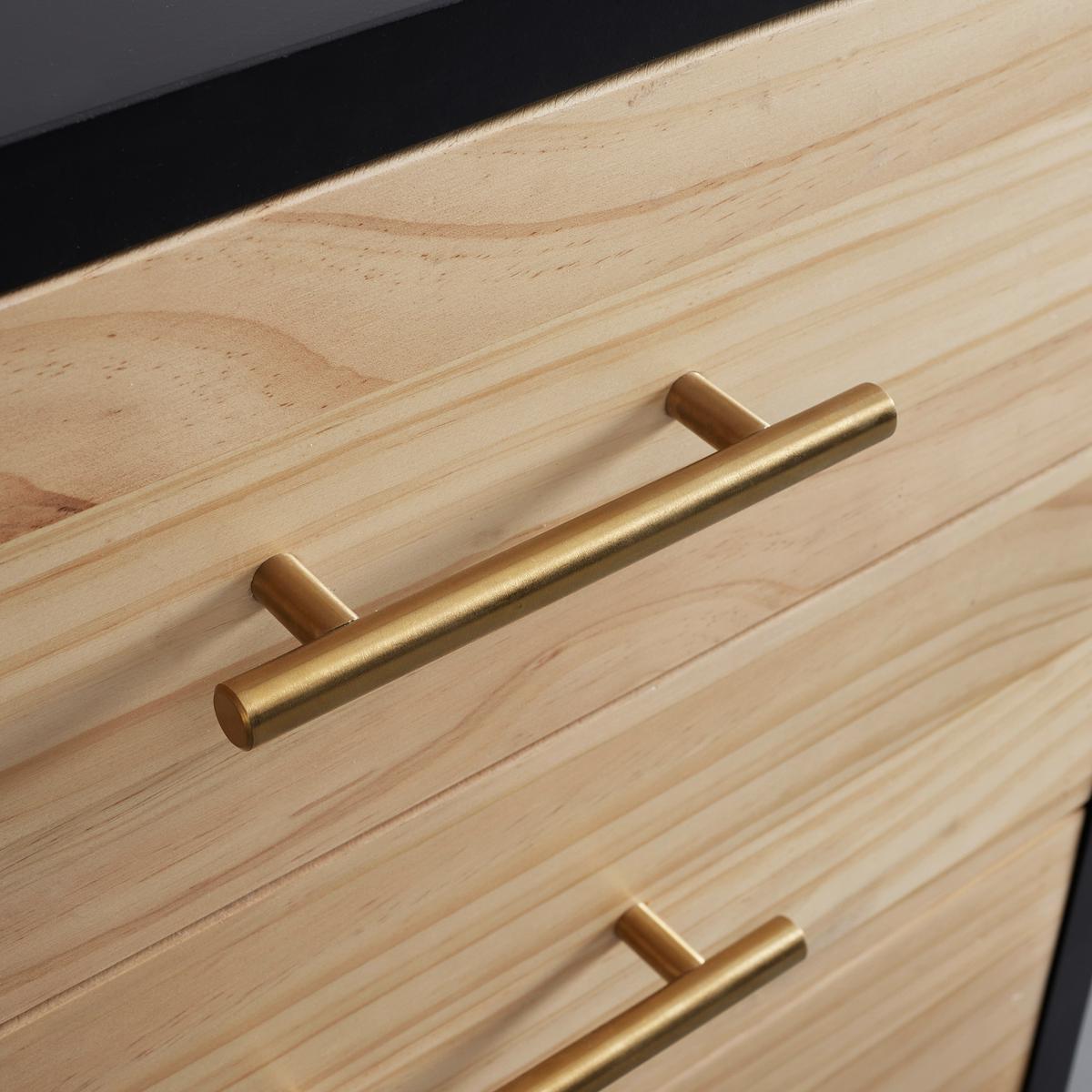 Comodă cu uși MASSIMO - culoare lemn pin/negru, Modern, lemn/metal (150/76/40cm) - Bessagi Home