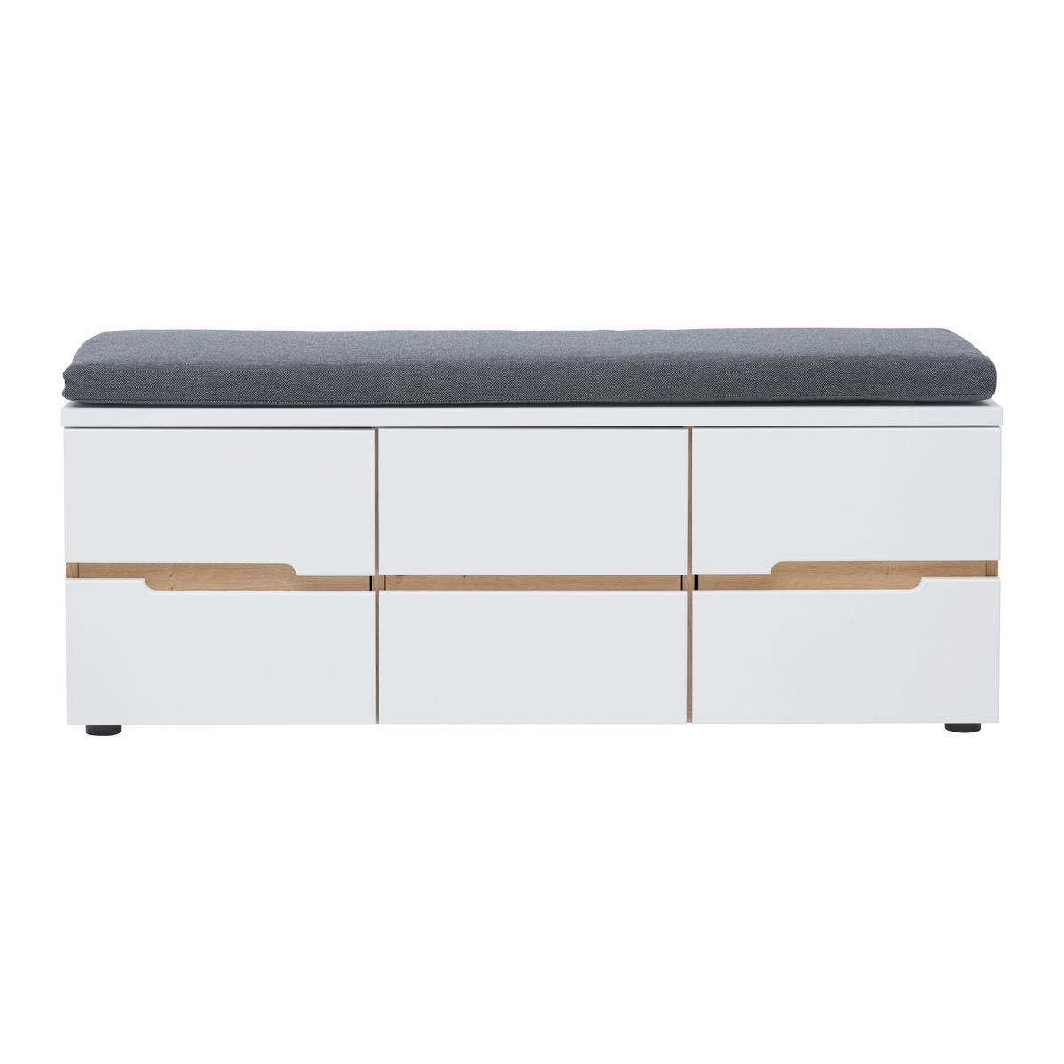 Garderobenbank Dallas Weiß/Eiche Artisan - Schwarz/Weiß, MODERN, Holzwerkstoff/Textil (120/48/38cm) - Mömax