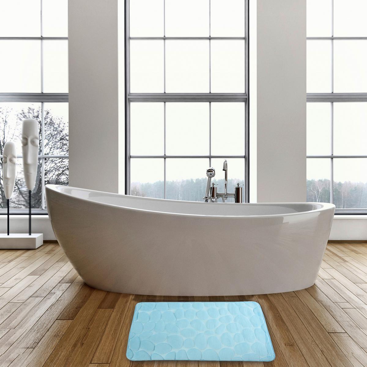 Badteppich 141061 Kiesel - Hellblau, Konventionell, Textil (50/80cm) - Spirella