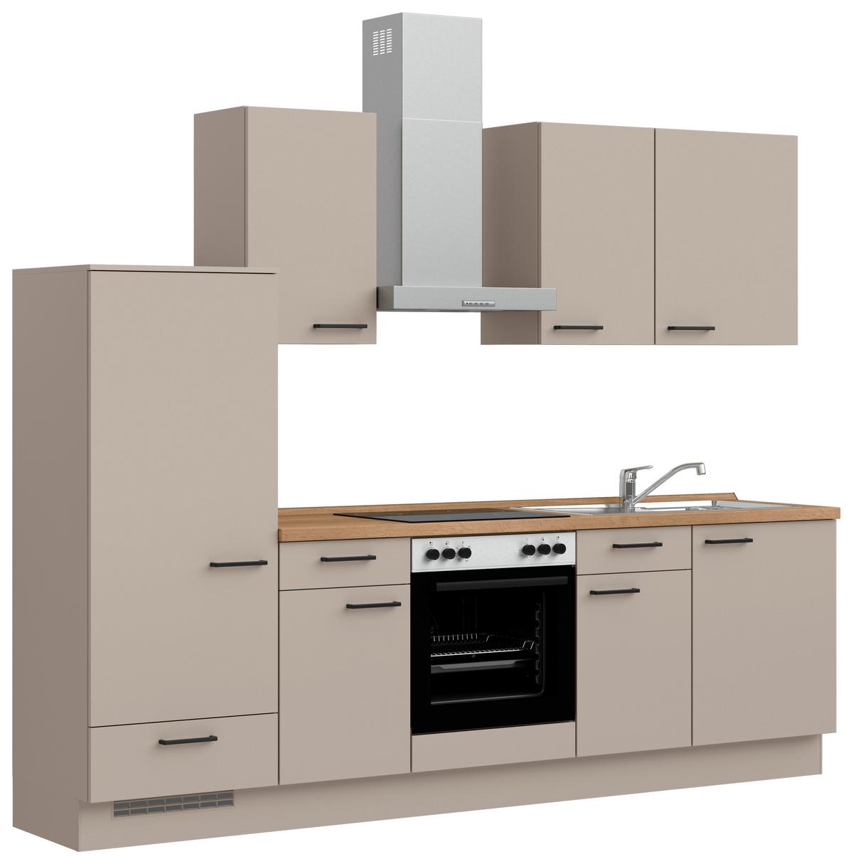 Küchenleerblock Easytouch Low o. Geräte Sandfarben - Sandfarben/Eichefarben, MODERN, Holzwerkstoff/Metall (270cm) - Nobilia