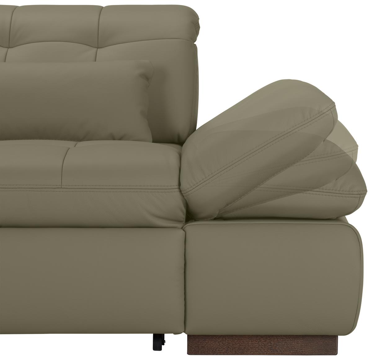 Wohnlandschaft Sanfino Leder Grau - Chromfarben/Grau, KONVENTIONELL, Leder/Metall (199/79-96/305cm) - Premium Living