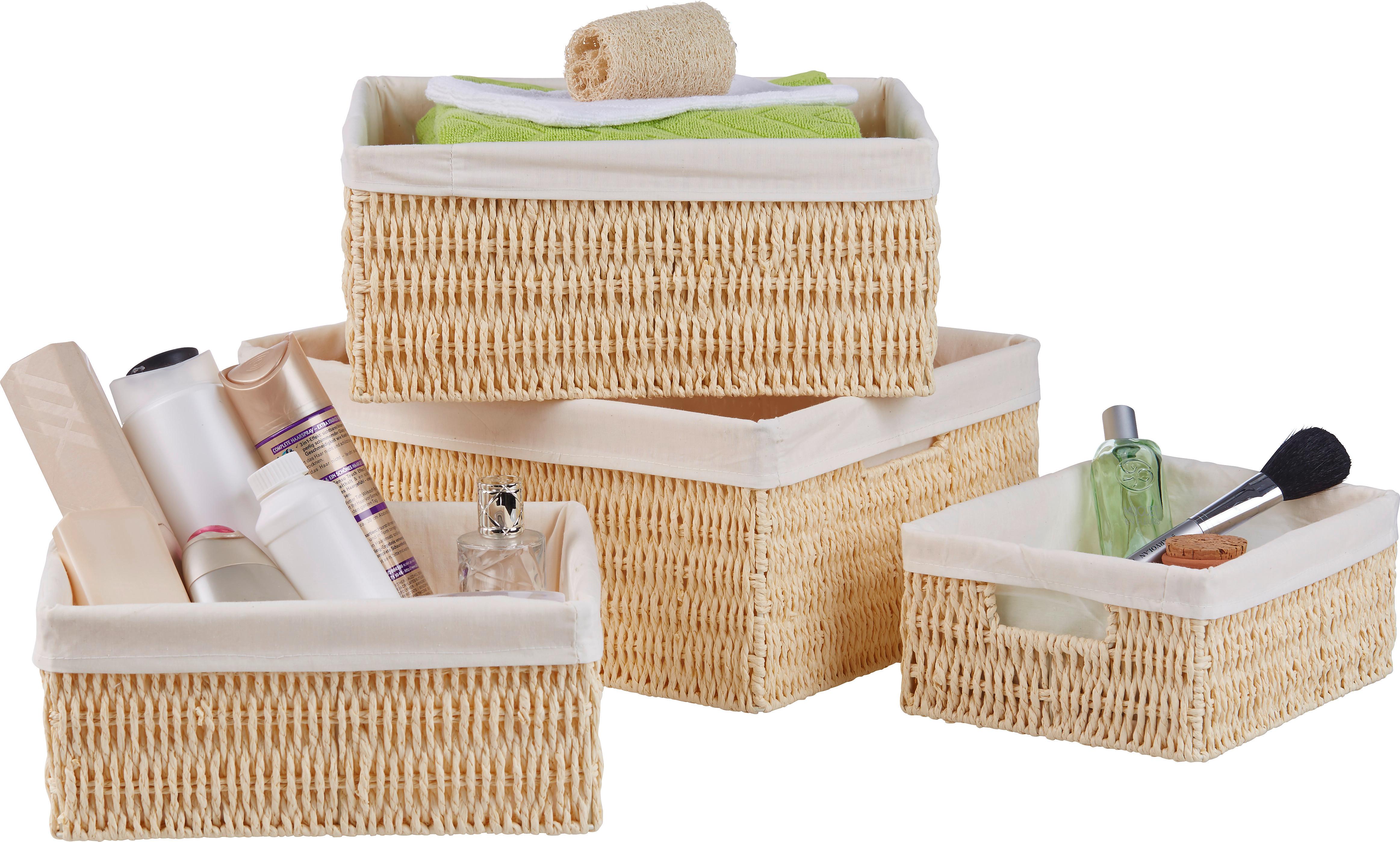 FÖRVARINGSKORG SALLY - S - vit/naturfärgad, papper/textil (24/20/10cm) - Mömax