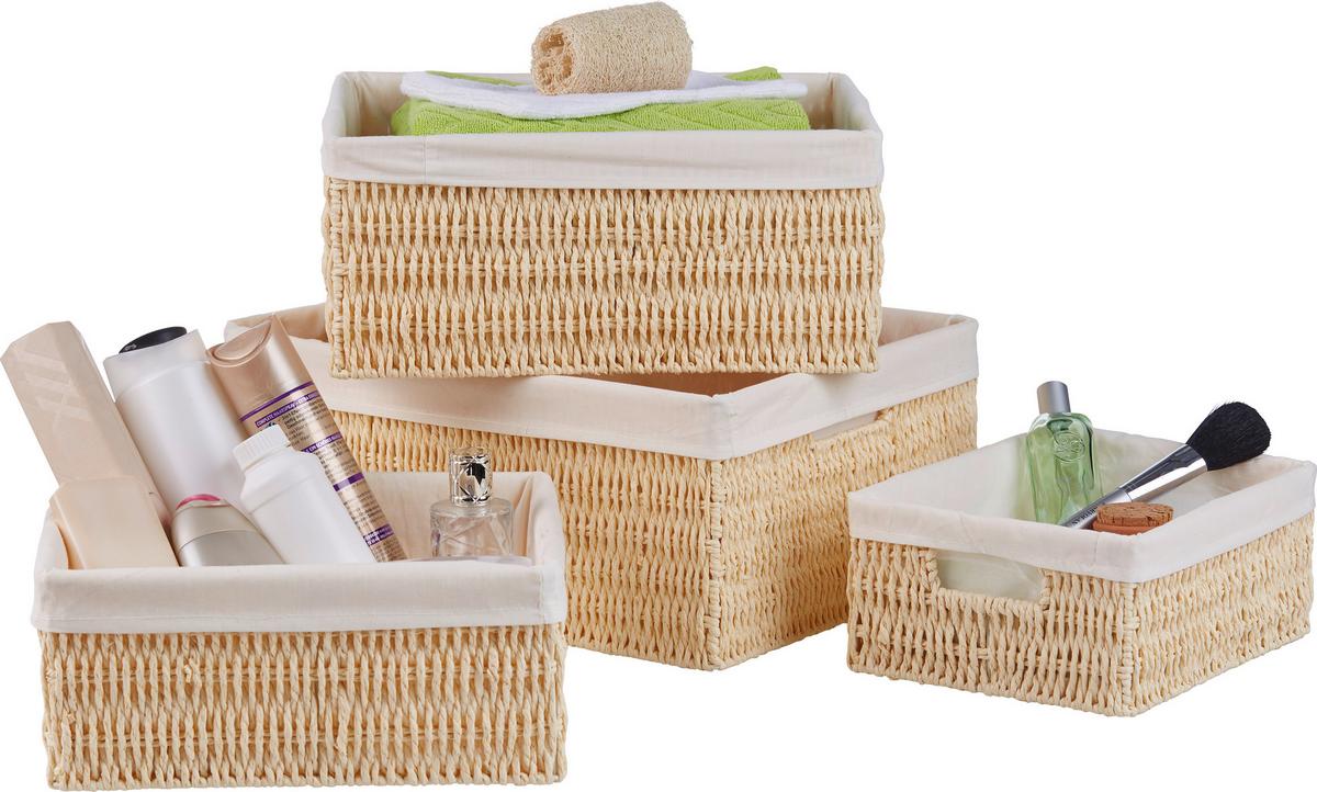 Korb Sally S Natur/Weiß - Naturfarben/Weiß, Papier/Textil (24/20/10cm) - Mömax