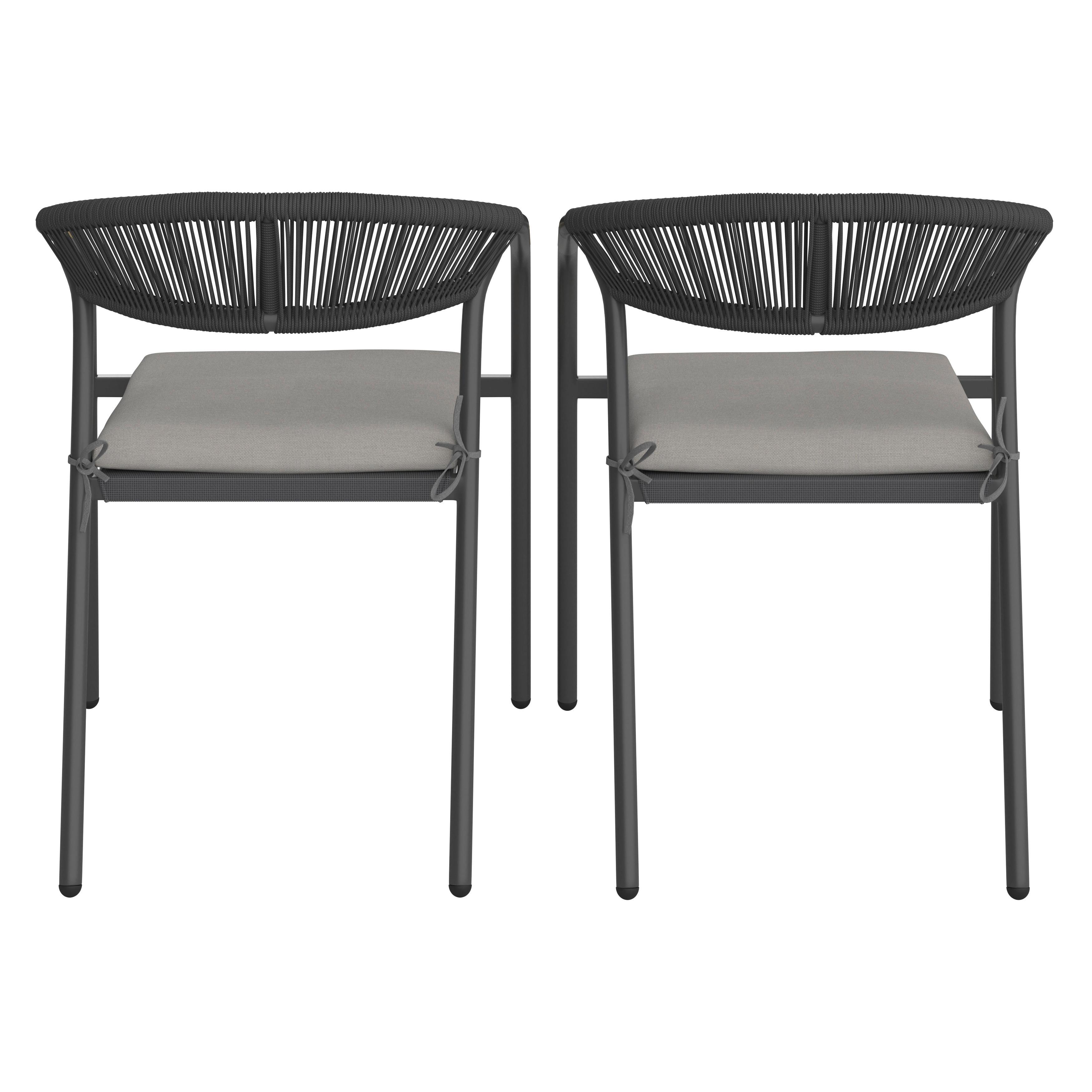 TRÄDGÅRDSSTOLAR SET BENICIO - mörkgrå/grå, Modern, metall/textil (56/80/64cm) - Bessagi Garden