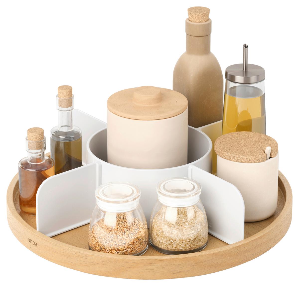 Menage-Set Bellwood Lezy Weiß/Naturfarben - Naturfarben/Weiß, Design, Holz/Kunststoff (30,5/8,9/30,5cm) - Umbra