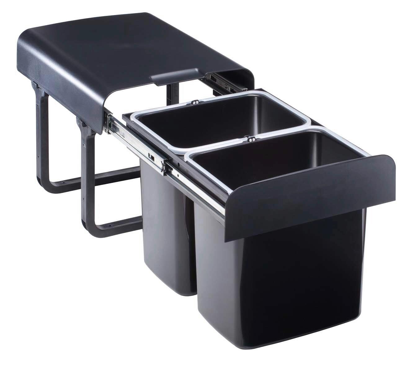Einbauabfallsammler 107960 Schwarz ca. 16l - Schwarz, MODERN, Kunststoff (28,7/36,2/33,3cm) - HKT