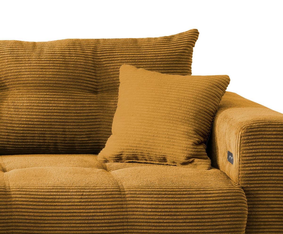 Wohnlandschaft Restato Goldfarben Cord - Goldfarben/Schwarz, MODERN, Holz/Textil (177/246cm) - MID.YOU