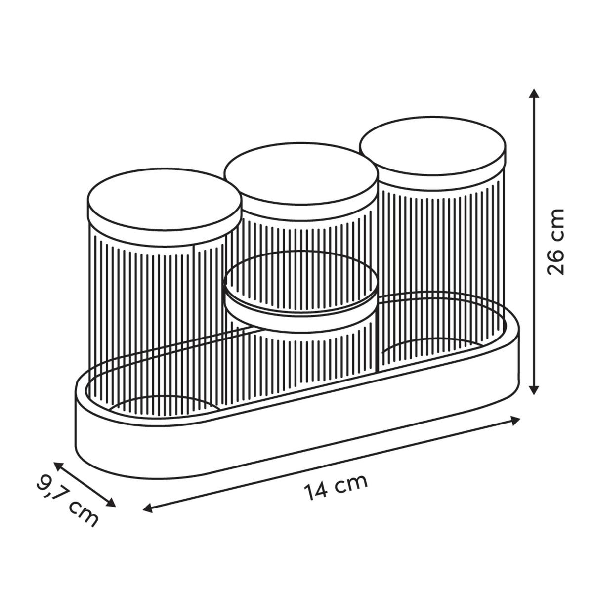 Set organizatoare cosmetice Will 5/1 - maro/transparent, Basics, sticlă/lemn (14/9,7/26cm)