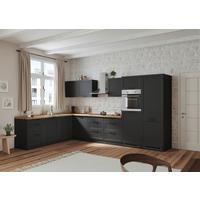 Eckküche Meran mit Geräten ca. 240x360cm Grau/Eiche - Eiche Wotan/Schwarz, LIFESTYLE, Holzwerkstoff/Metall (240/360cm) - Held