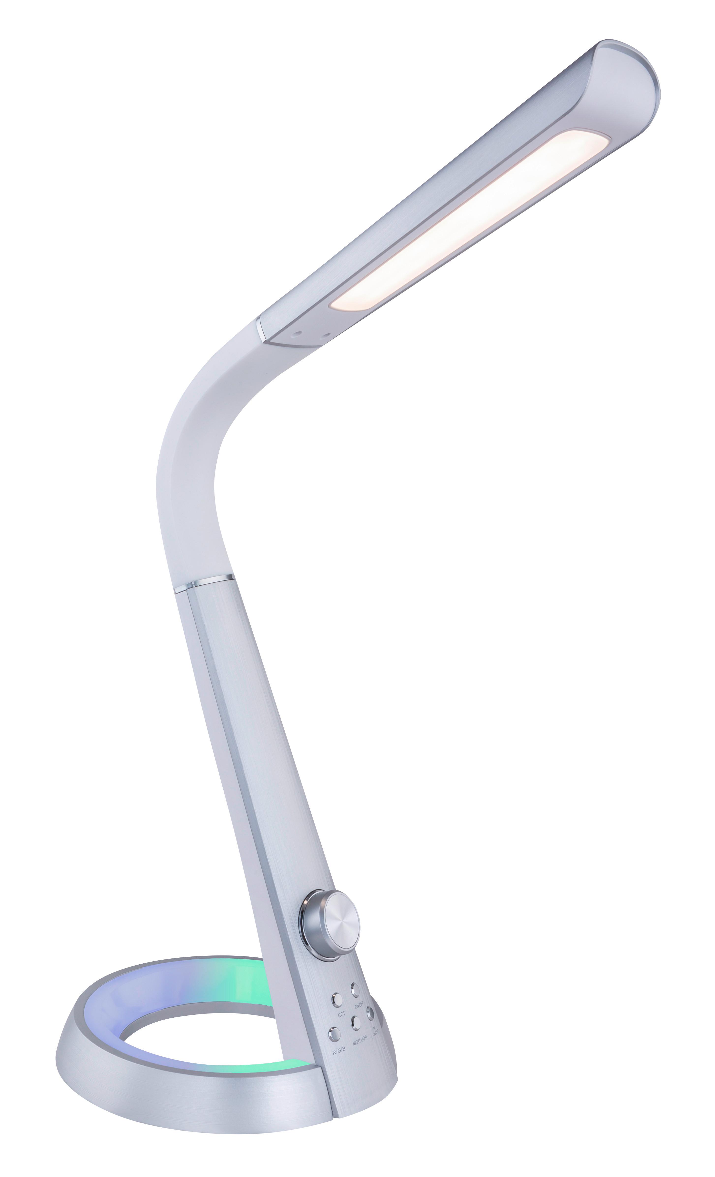 LED-Schreibtischleuchte in Grau/Silber/Weiß ca. 8 W - Silberfarben/Weiß, Design, Kunststoff (34,3/18,3/64cm) - Globo