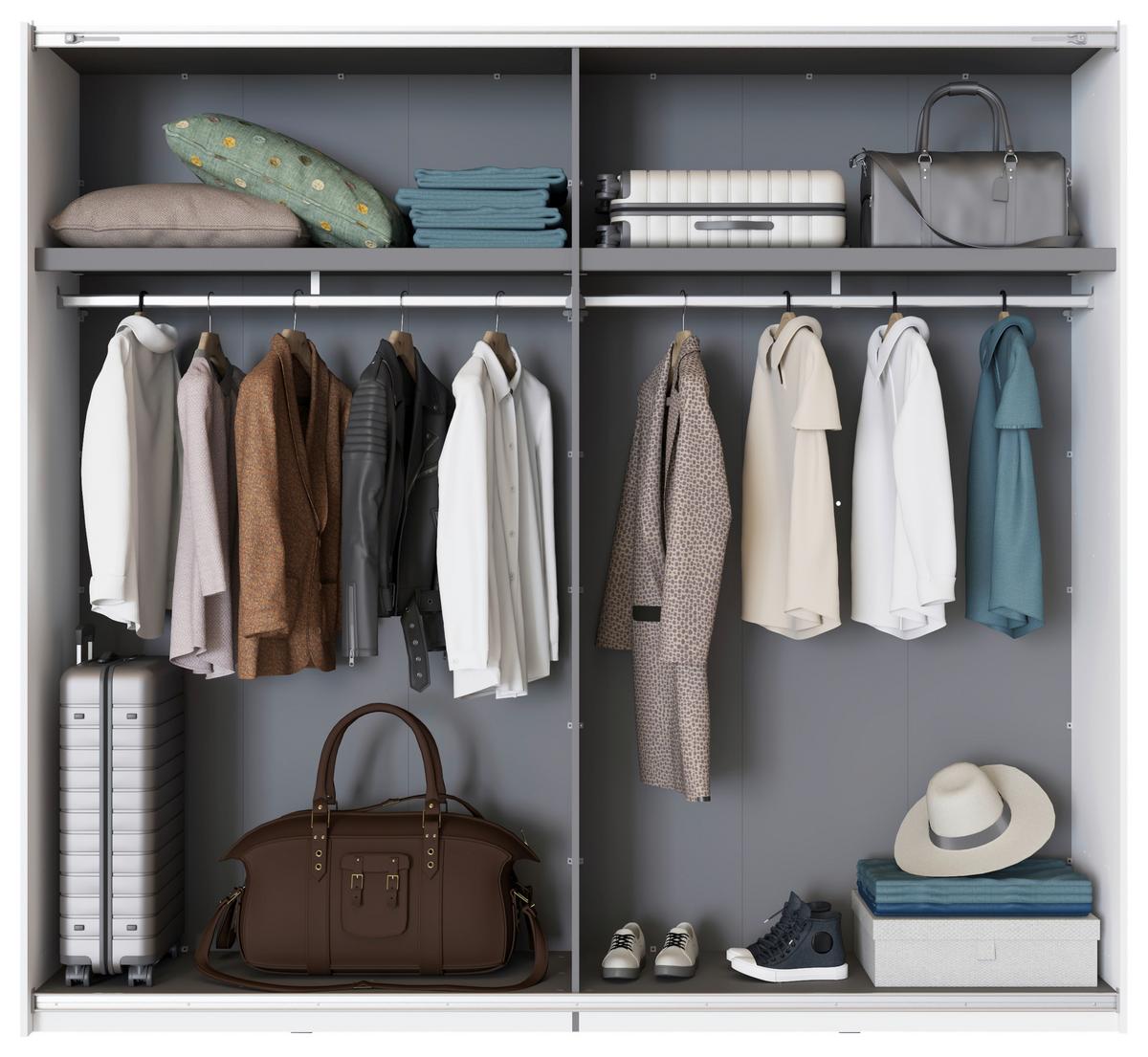 Schwebetürenschrank Gard Weiß - Schwarz/Weiß, KONVENTIONELL, Holzwerkstoff/Metall (245/217/61cm) - Based