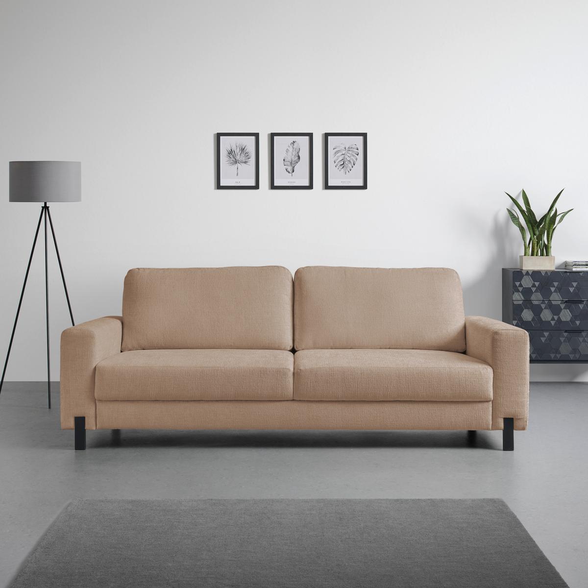 3-Sitzer-Sofa Piega Cappuccino - Schwarz/Cappuccino, MODERN, Textil/Metall (230/66-87/96cm) - Mömax