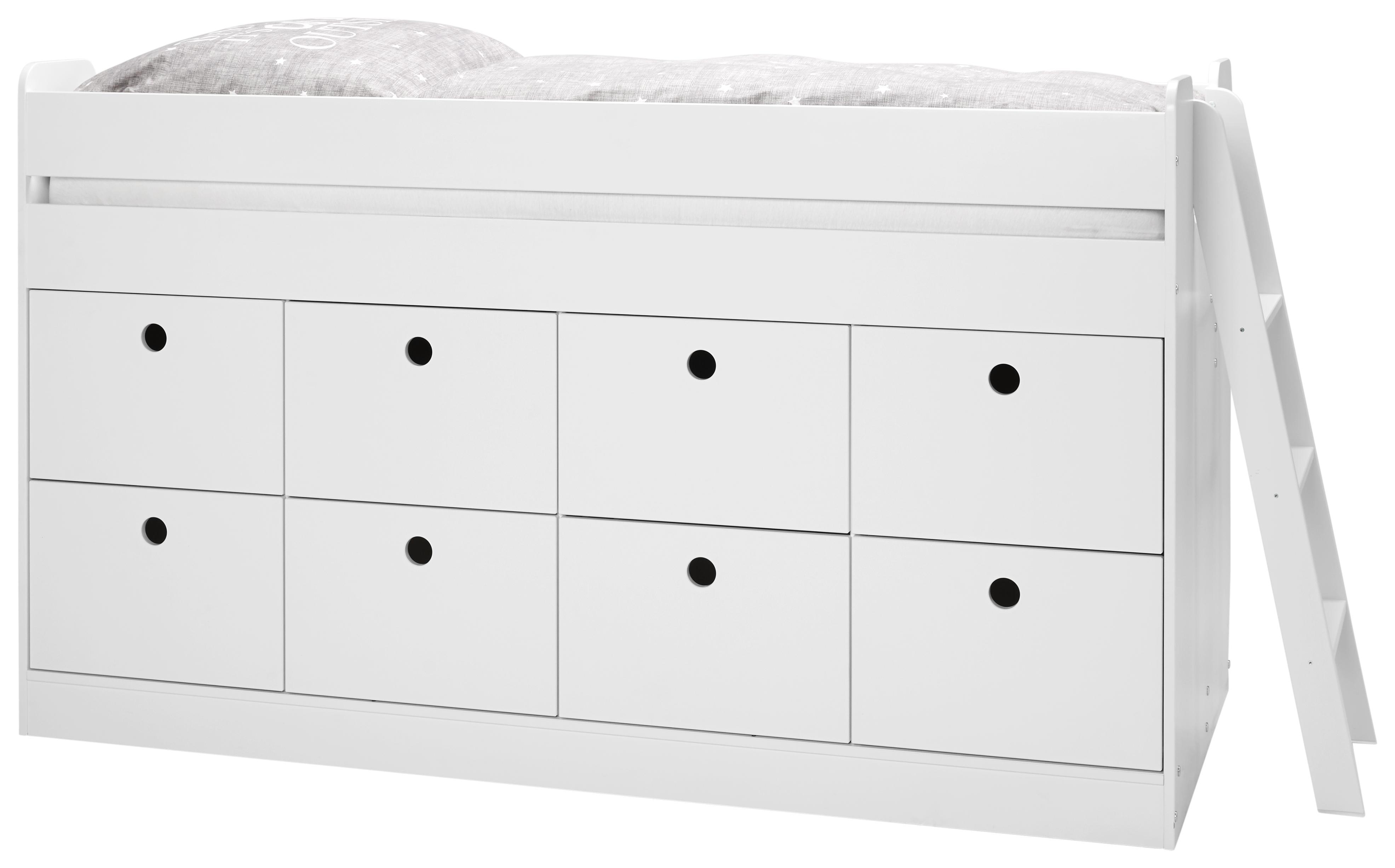 Hochbett Weiß ca. 90x200cm - Weiß, ROMANTIK / LANDHAUS, Holz/Holzwerkstoff (203,6/121/95cm) - Premium Living