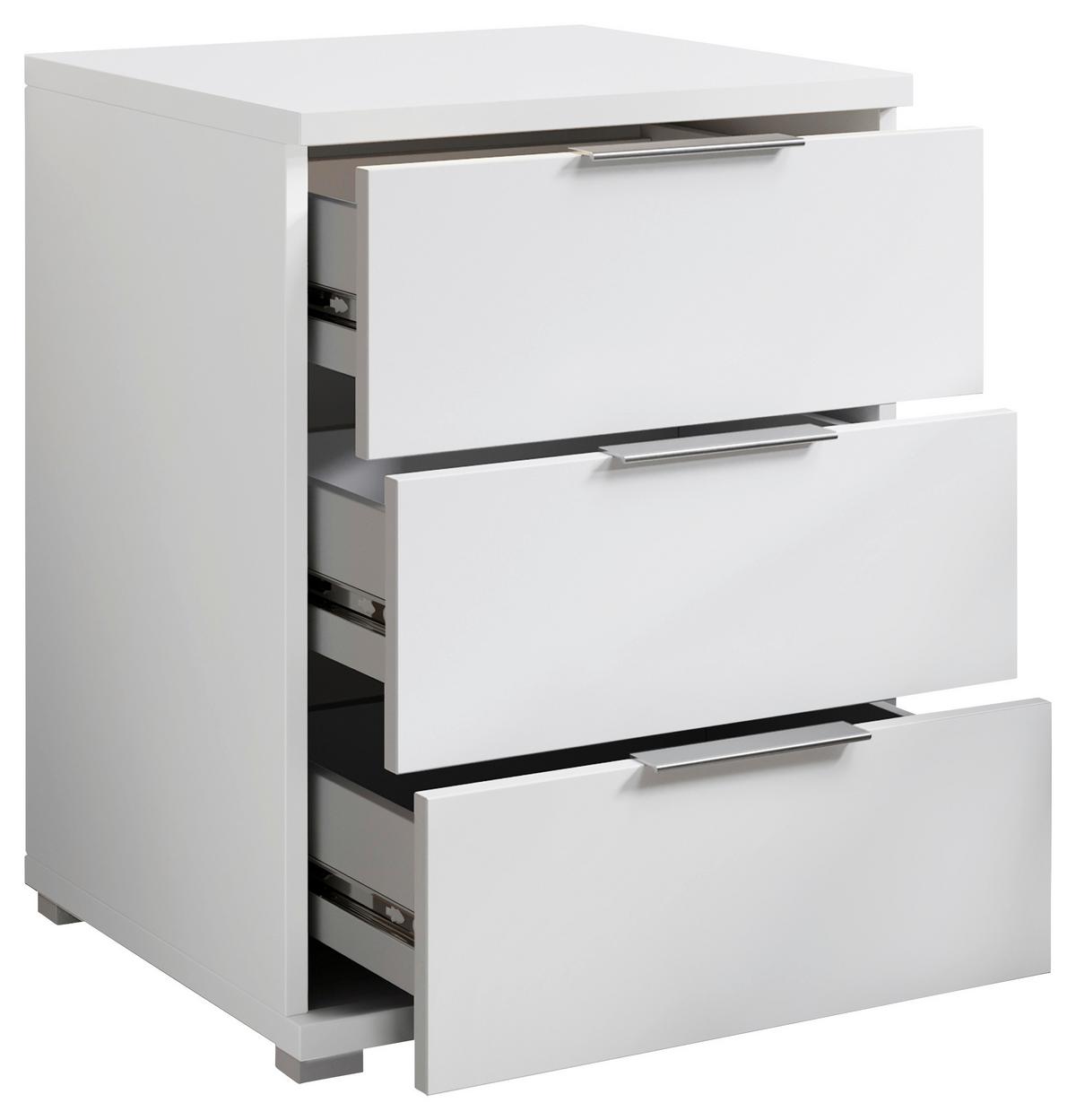 SZAFKA NOCNA SMILLA - biały/kolor aluminiowy, Konventionell, materiał drewnopochodny/tworzywo sztuczne (46/61/42cm) - Boxxx